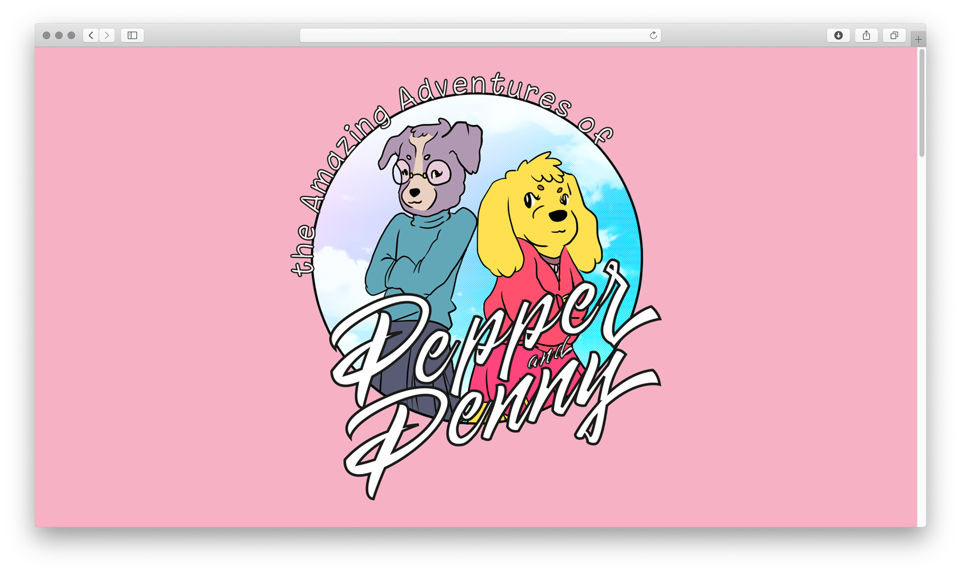 a screenshot of an internet browser showing the "adventures of pepper and penny" websit website.