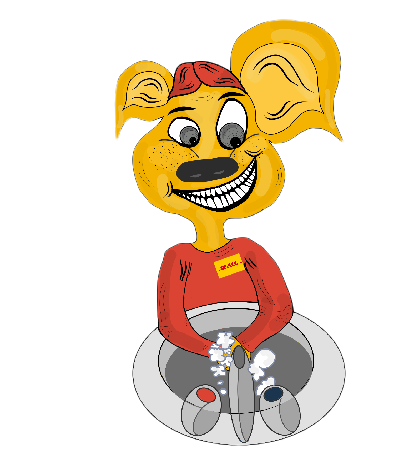 Dan the DHL dog made by using Illustrator draw and Photoshop