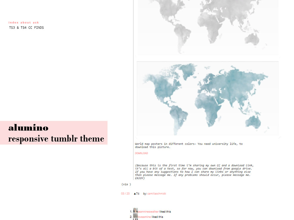 Alumino - Tumblr Blog Theme // HTML + Inline CSS