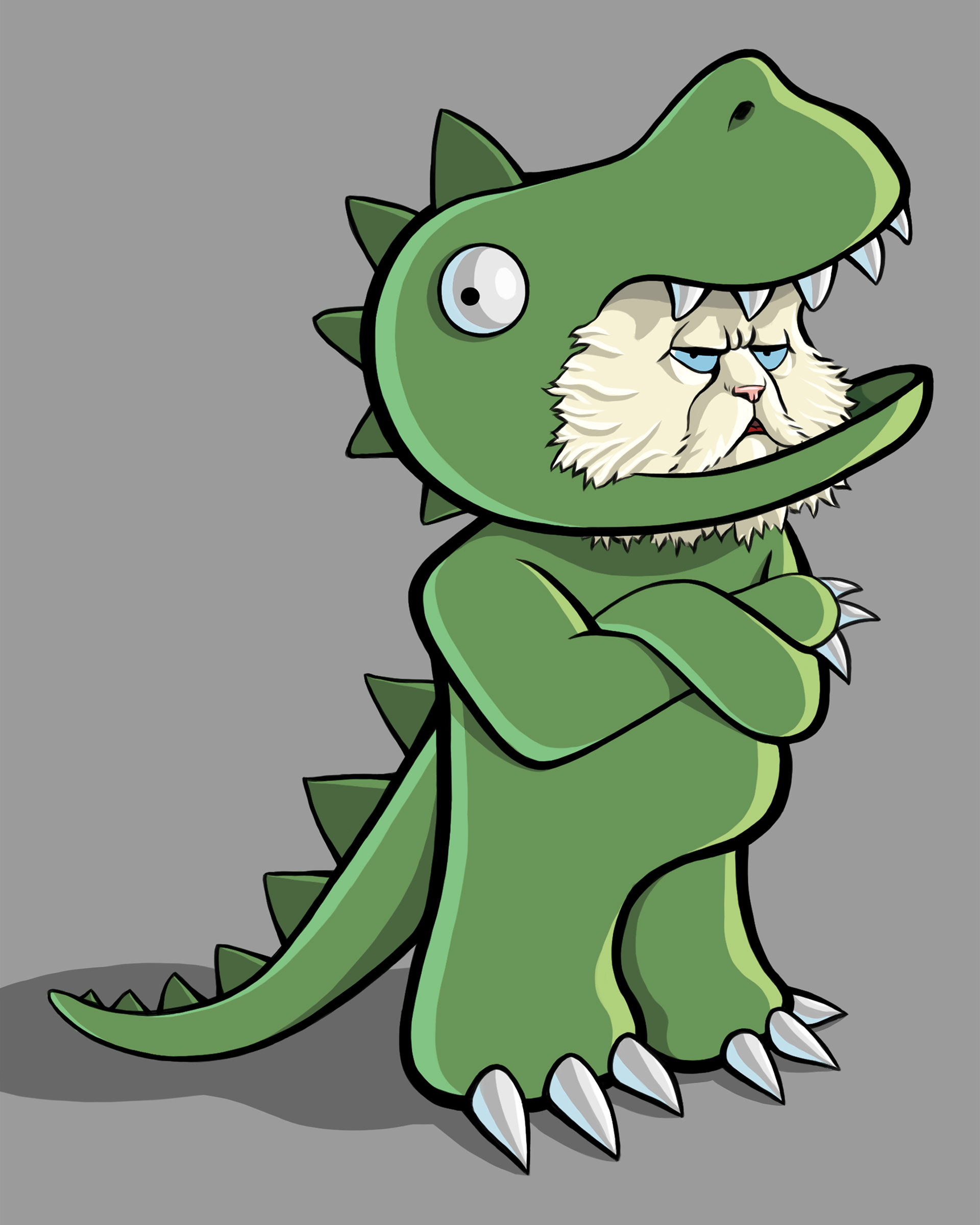 Cat In Dinosaur Costume