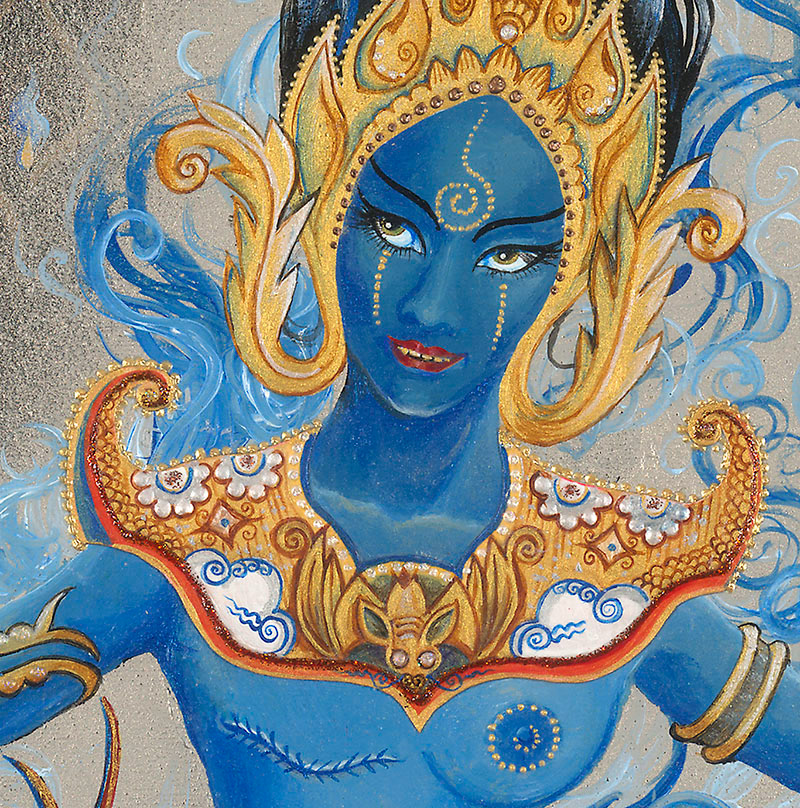 Blue Apsara, Detail Acrylic MixMedia