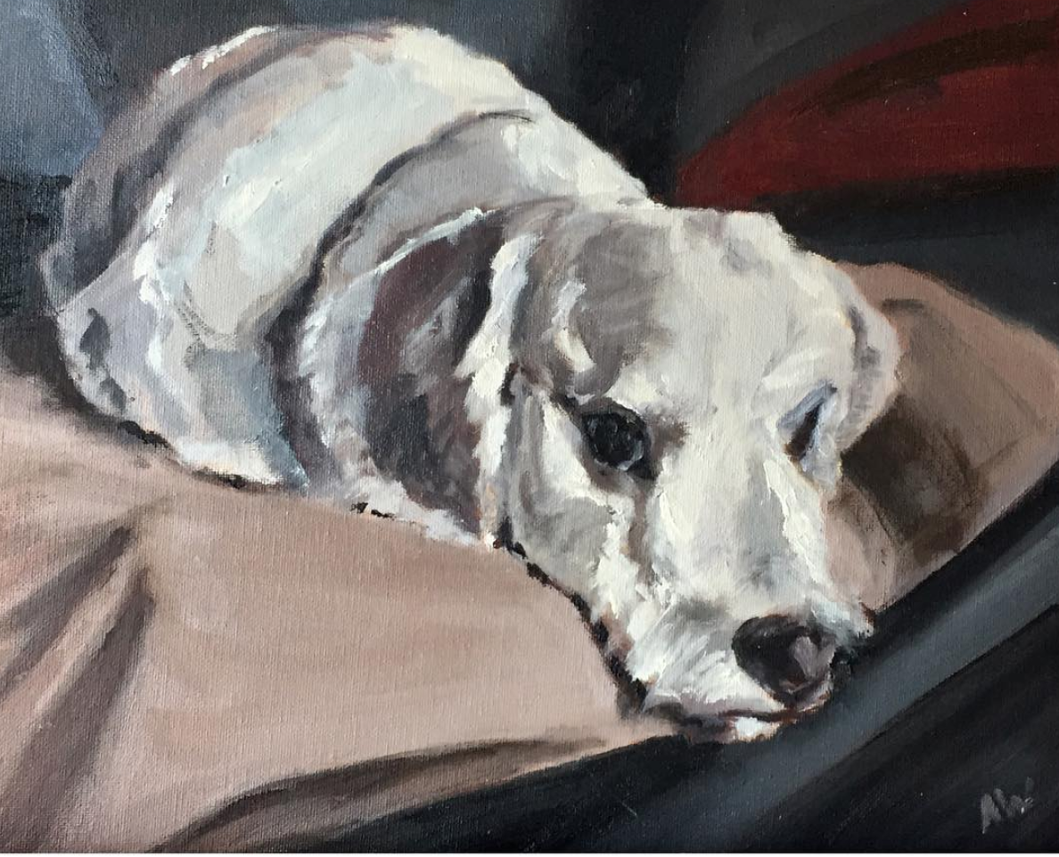 Buck Watches the Super Bowl, 2019, Oil on Canvas