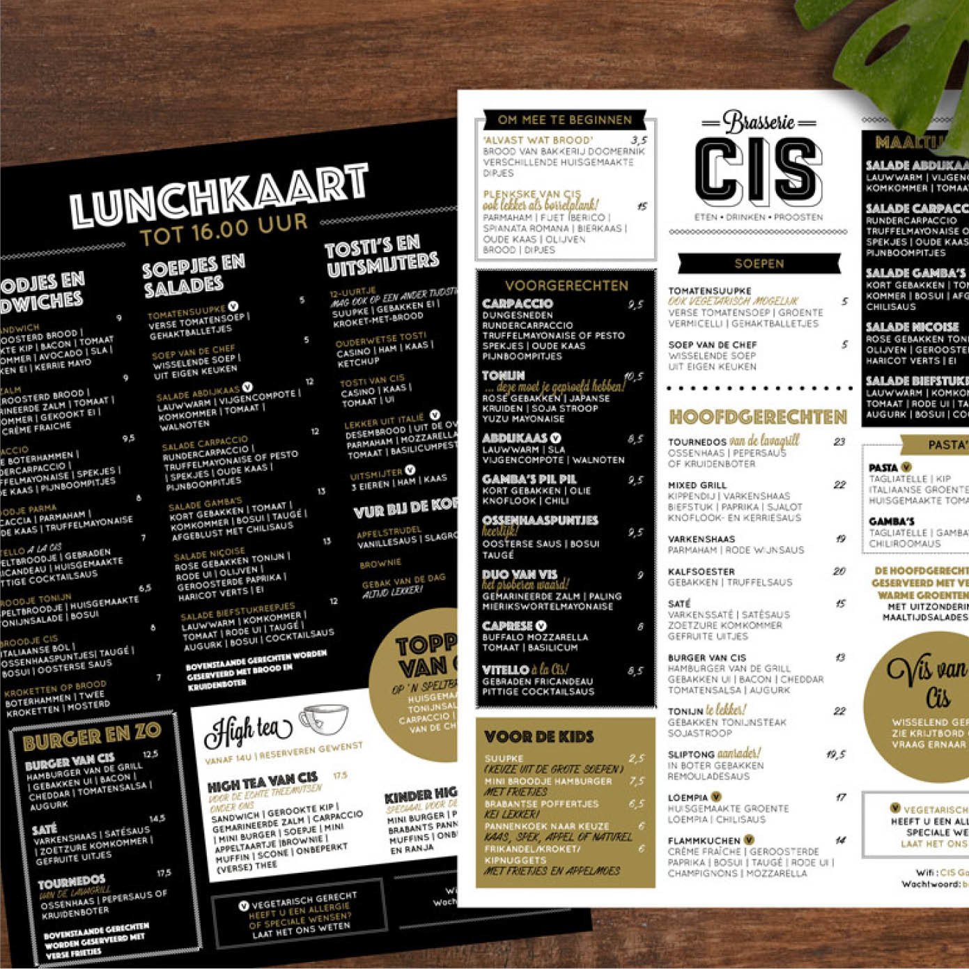 Brasserie CIS menukaarten