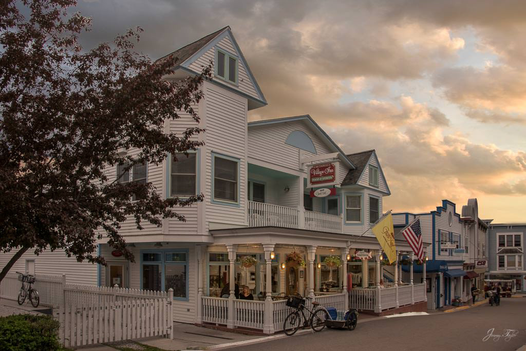 Sunset skies early evening Village Inn Restaurant, Mackinac Island
