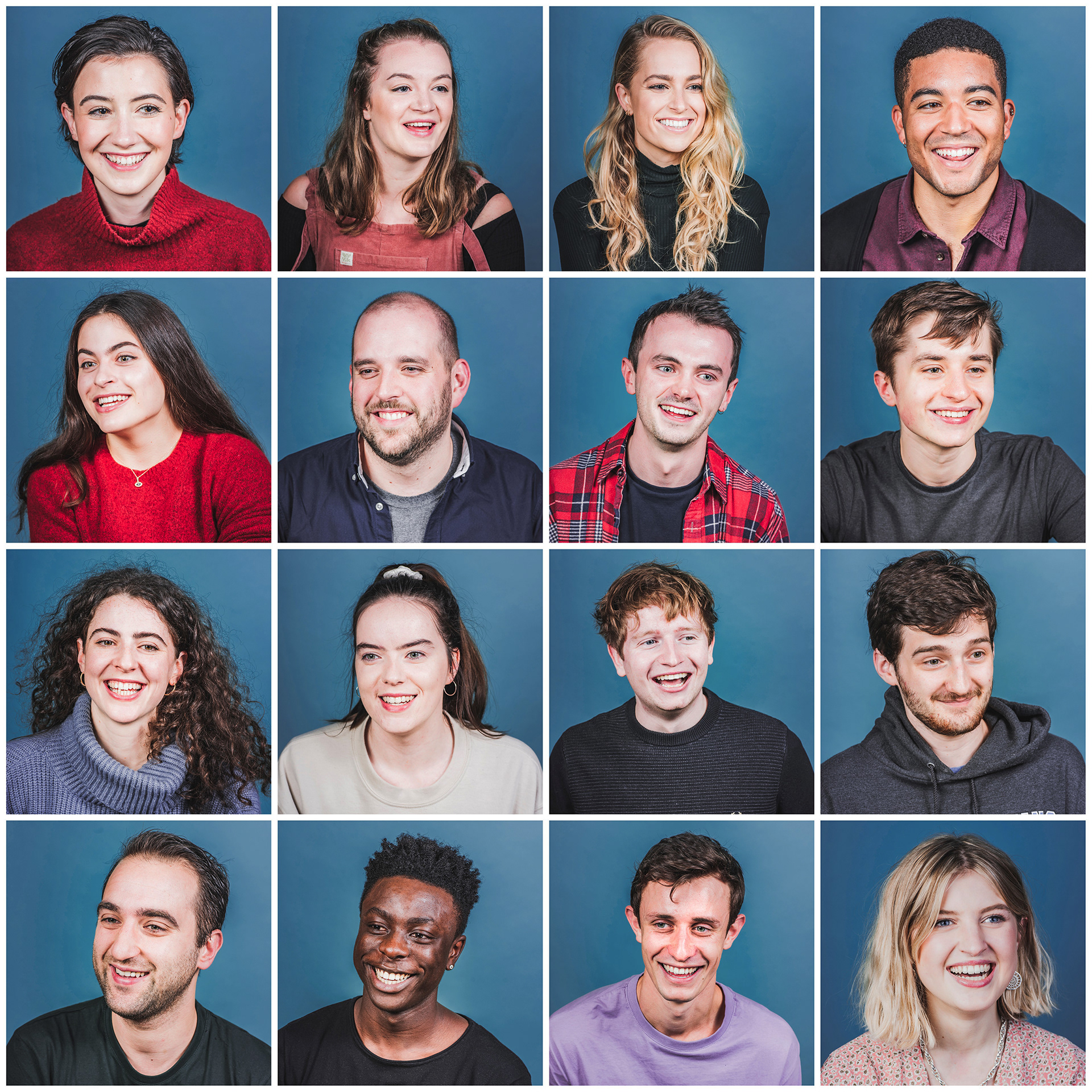 Headshots of the Royal Welsh College of Music & Drama's BA & MA Acting class of 2020