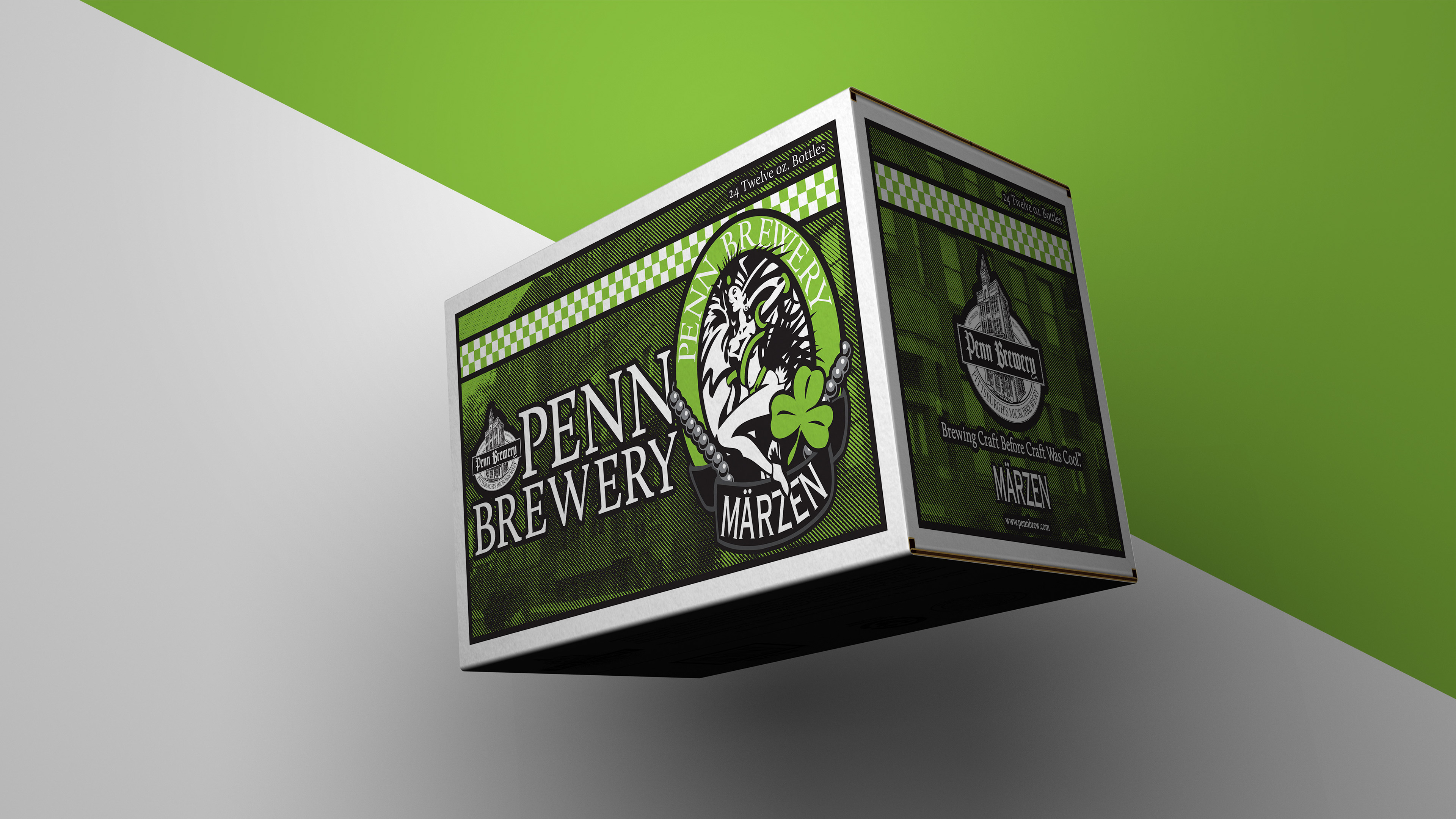 Photoshop 3D Rendering of Penn Brewery's, Marzen 24 pack corrugated case designed by Andrew Thompson