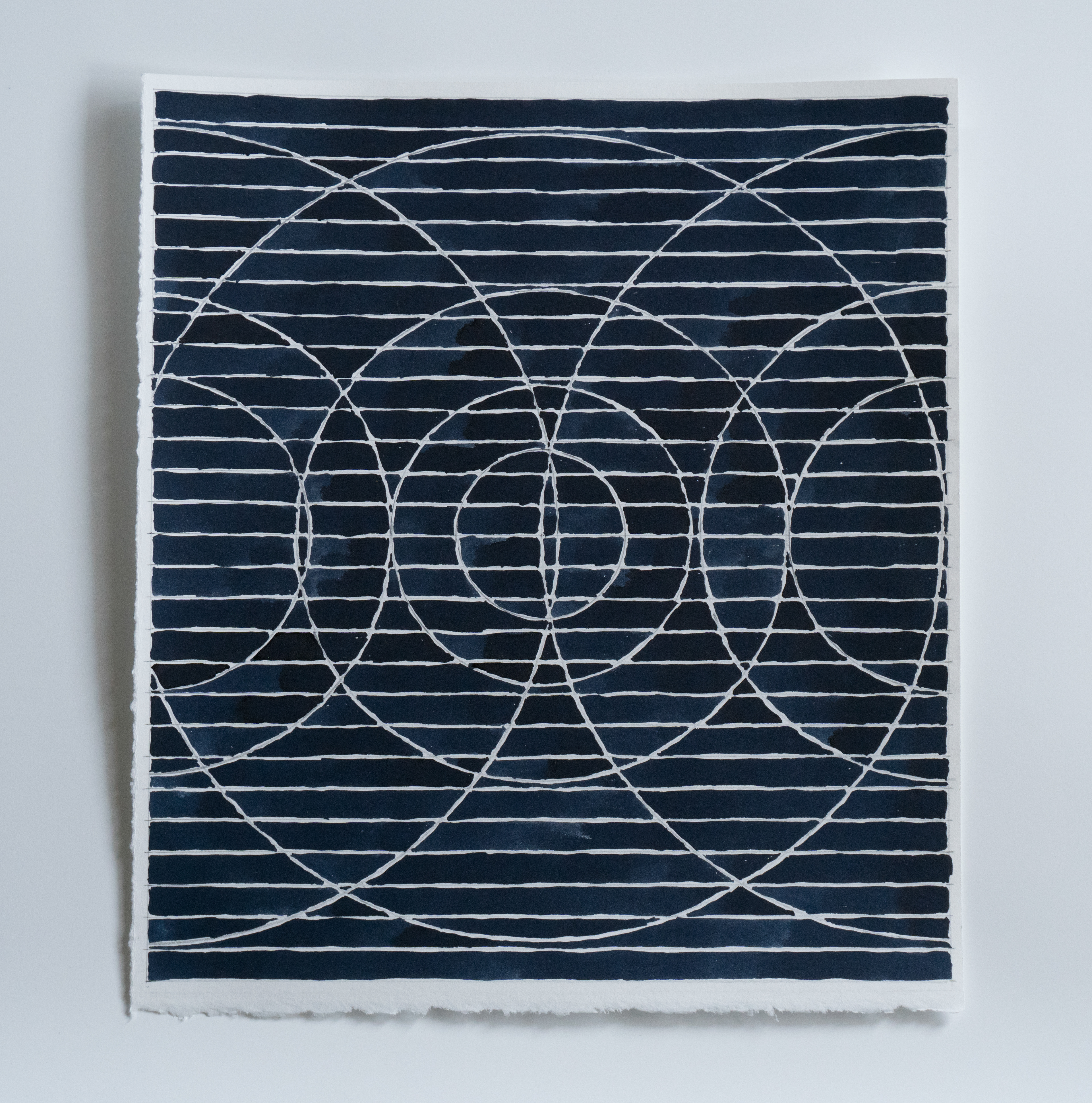 Sunlight meditation 3, 2020, unfixed cyanotype hand painted on paper, 11"x9.75"