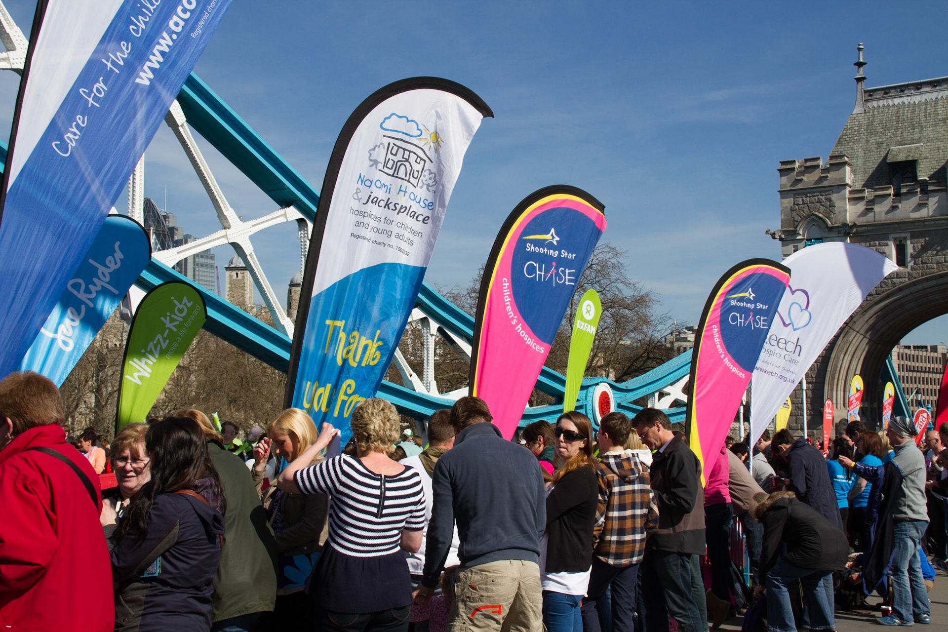Naomi House cheer point on Tower Bridge