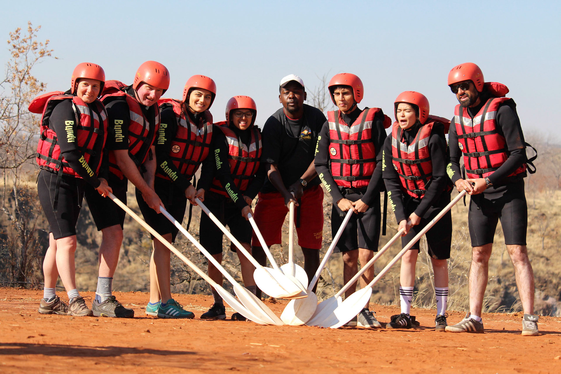 White water rafting team photo
