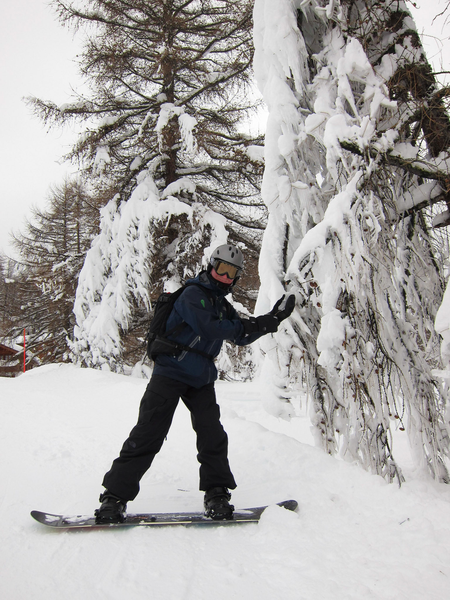 Alex next to a frozen tree