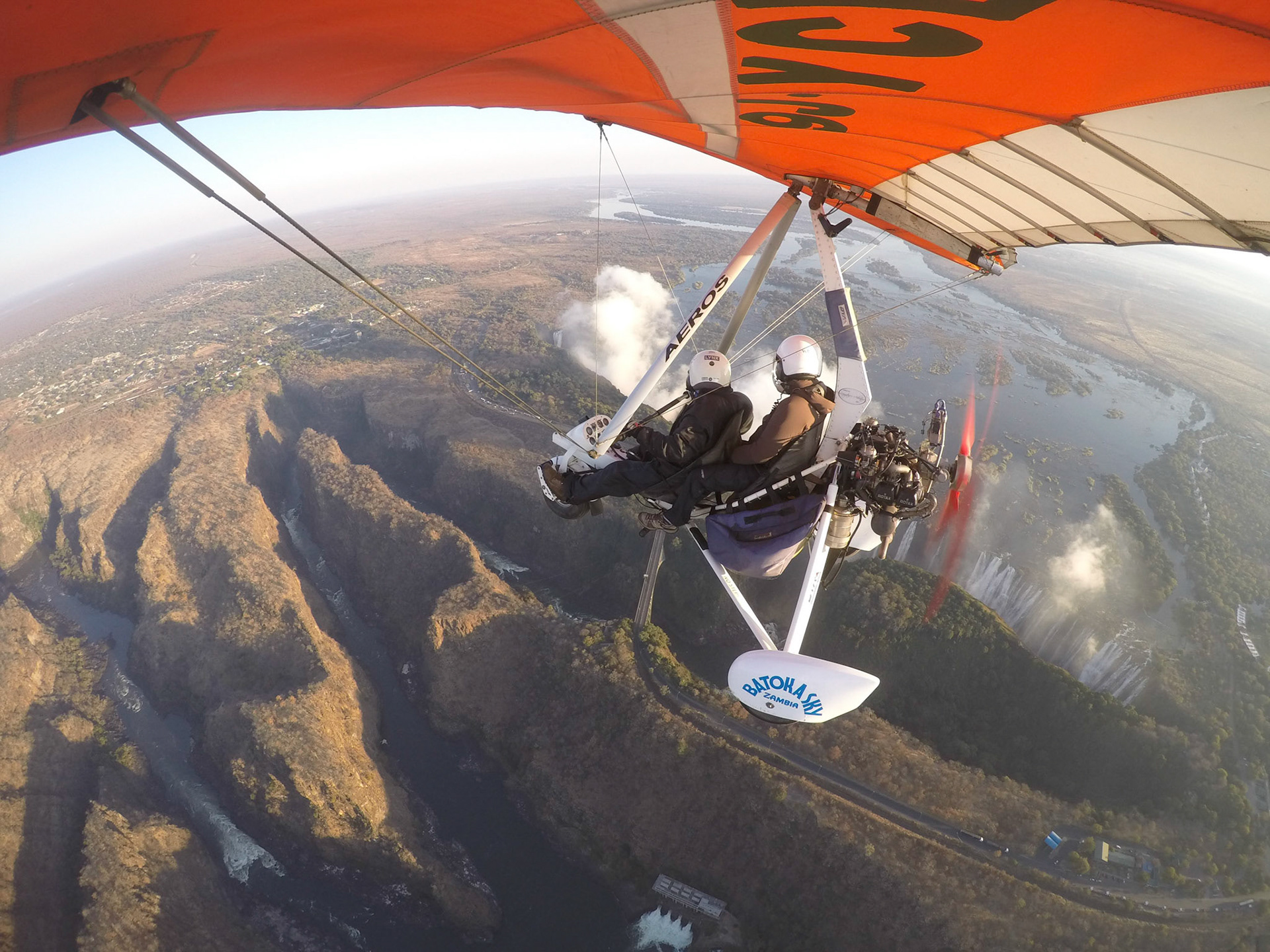 Flying over Victoria Falls