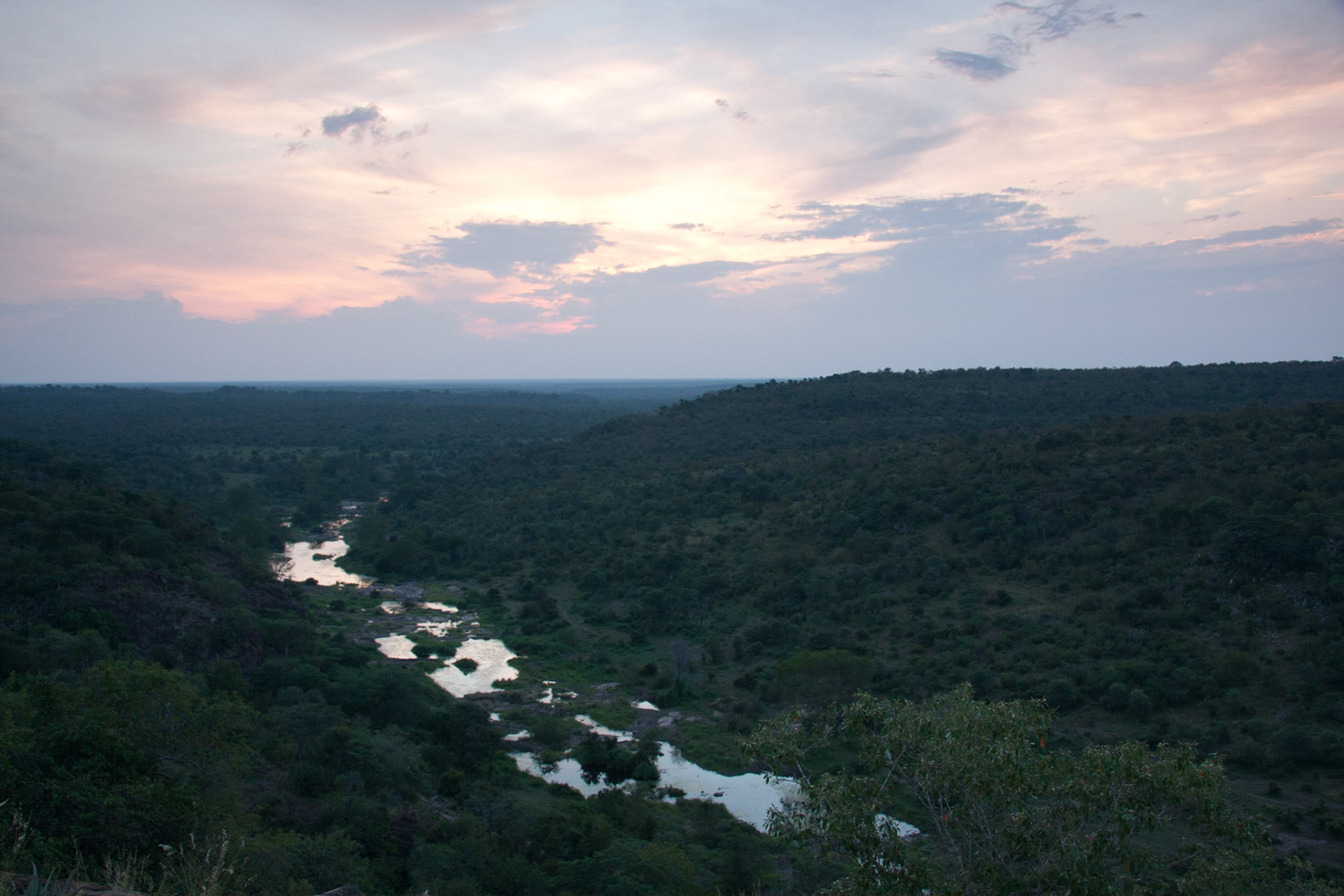 Sunset looking down on the Wanetsi River