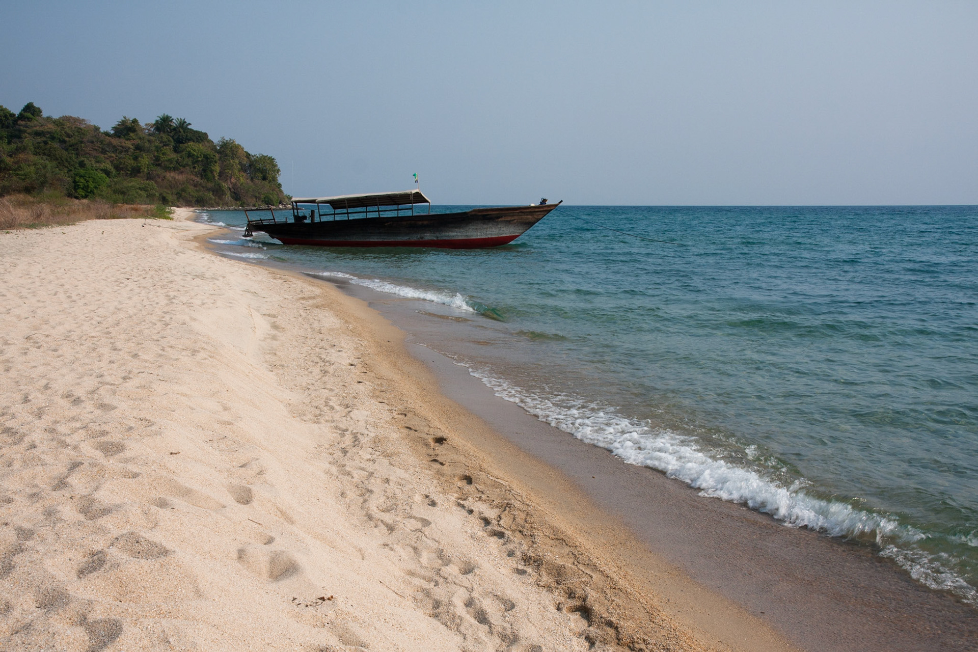 The beach at Mahale, on the shore of Lake Tanganyika