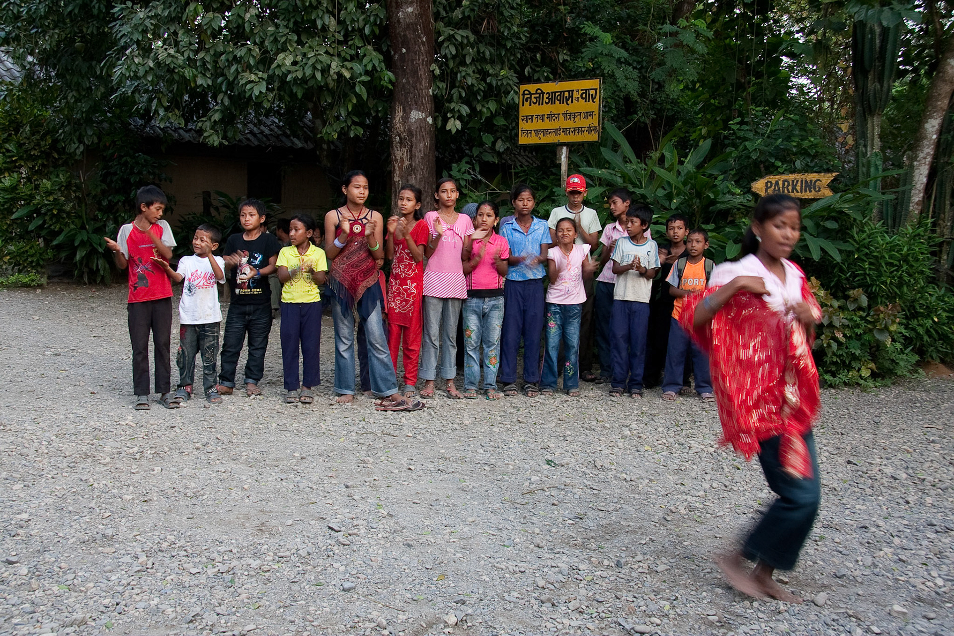 Local children dancing for Diwali