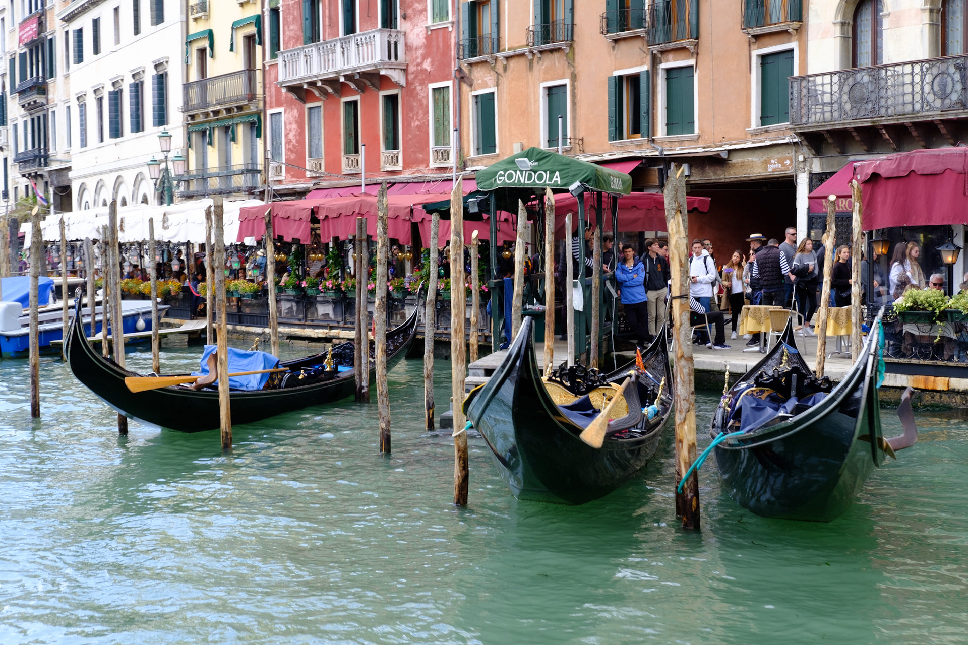 Gondolas on the Grand Canal at Ponte di Rialto