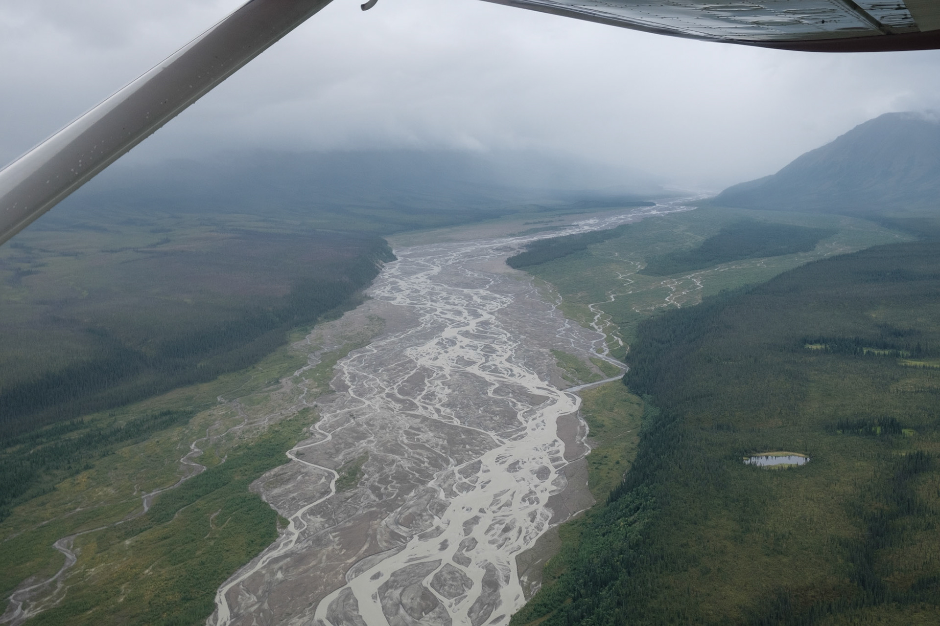 Flying from Kantishna to Denali train depot
