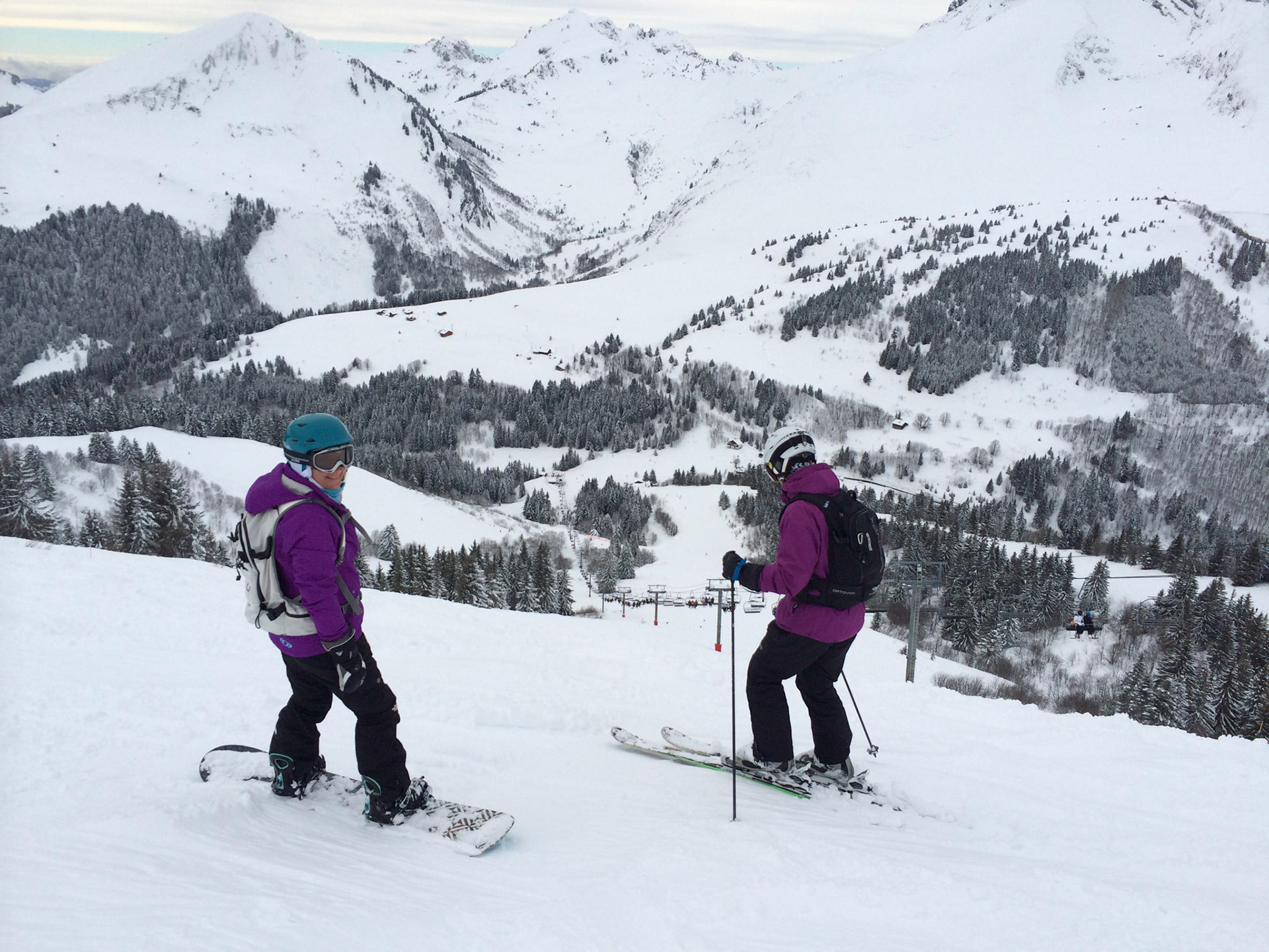 Sue and David at the top of a black run