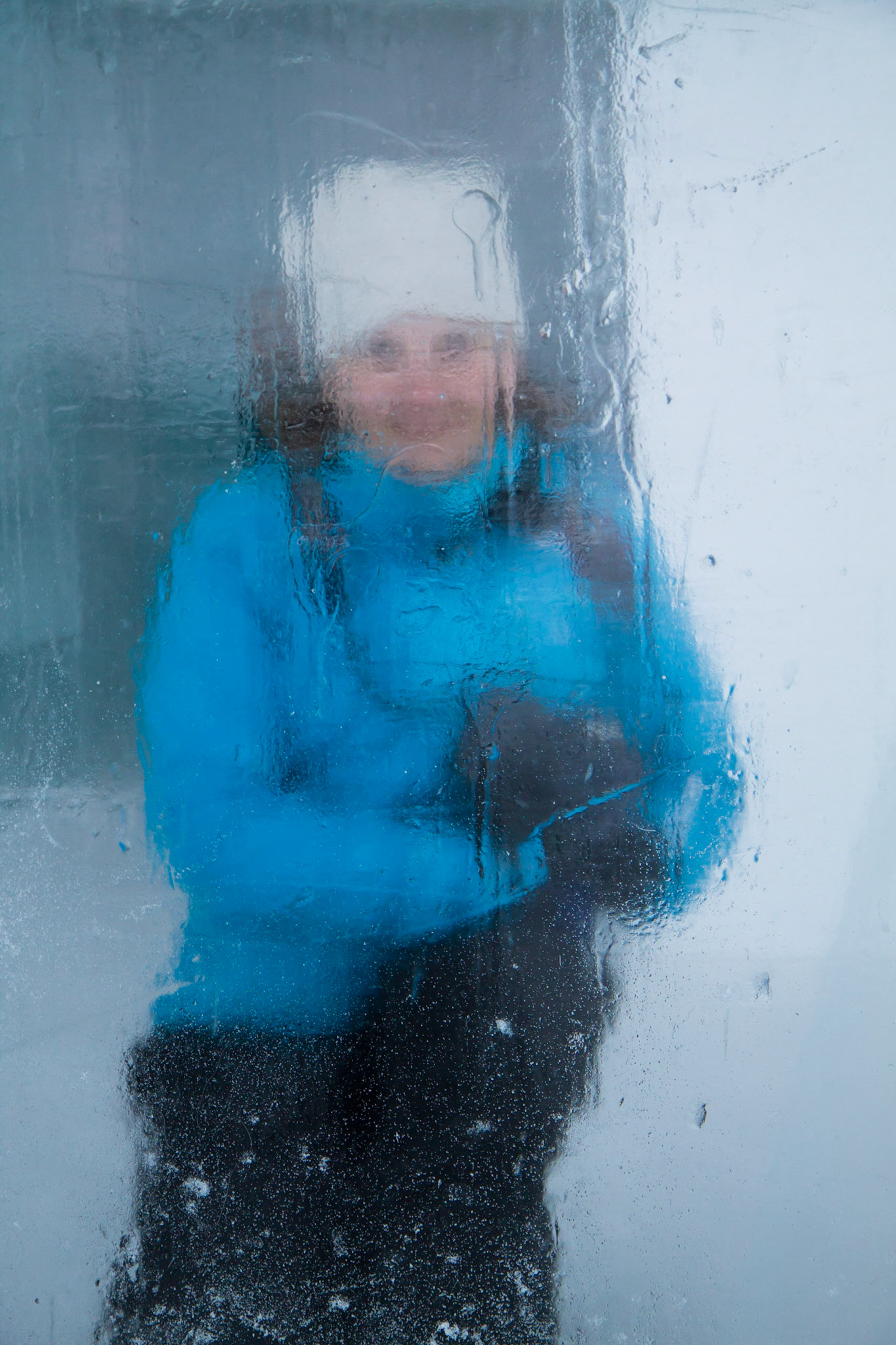 Through a block of ice!
