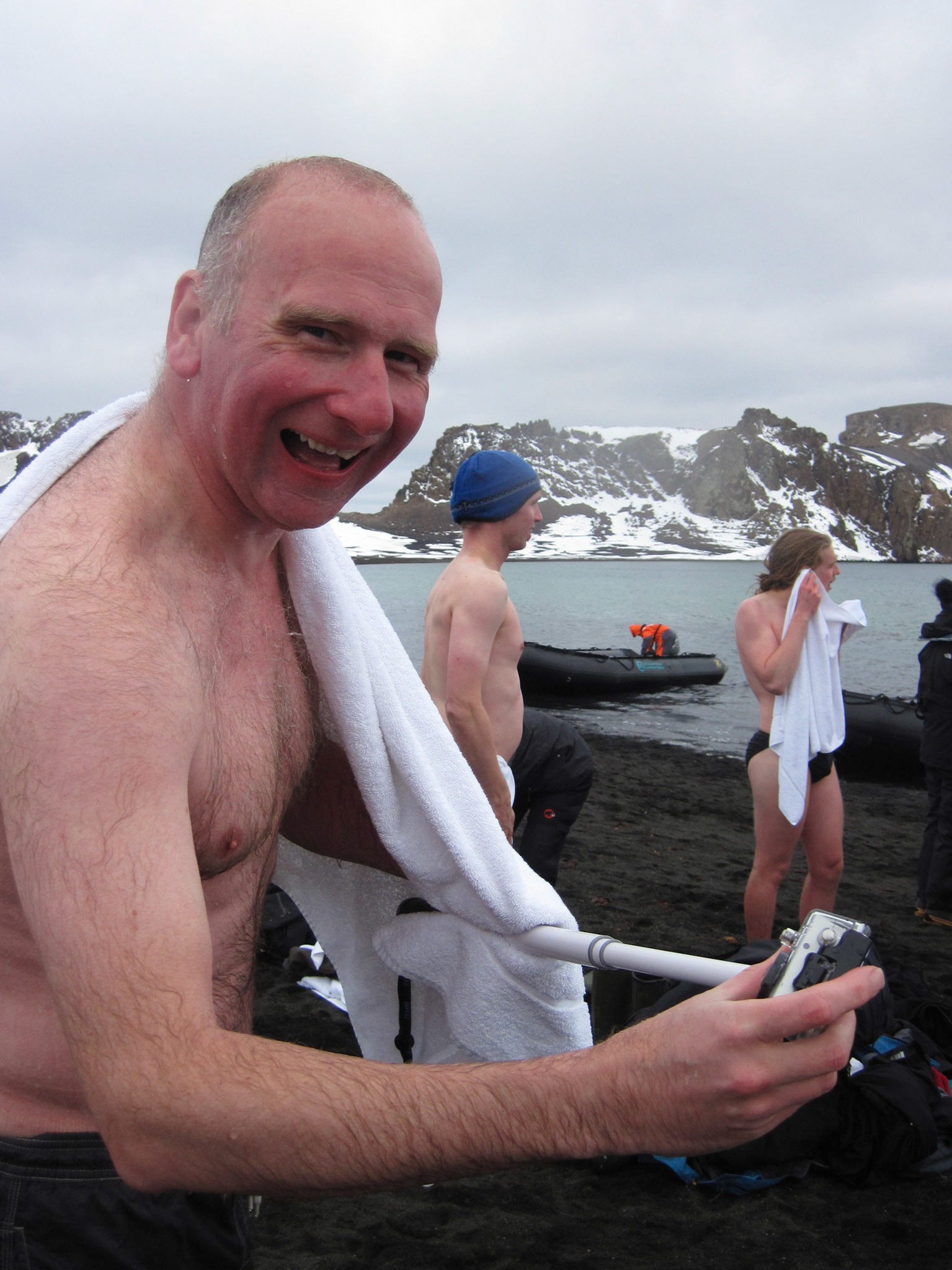 Alex after the polar plunge, Deception Island