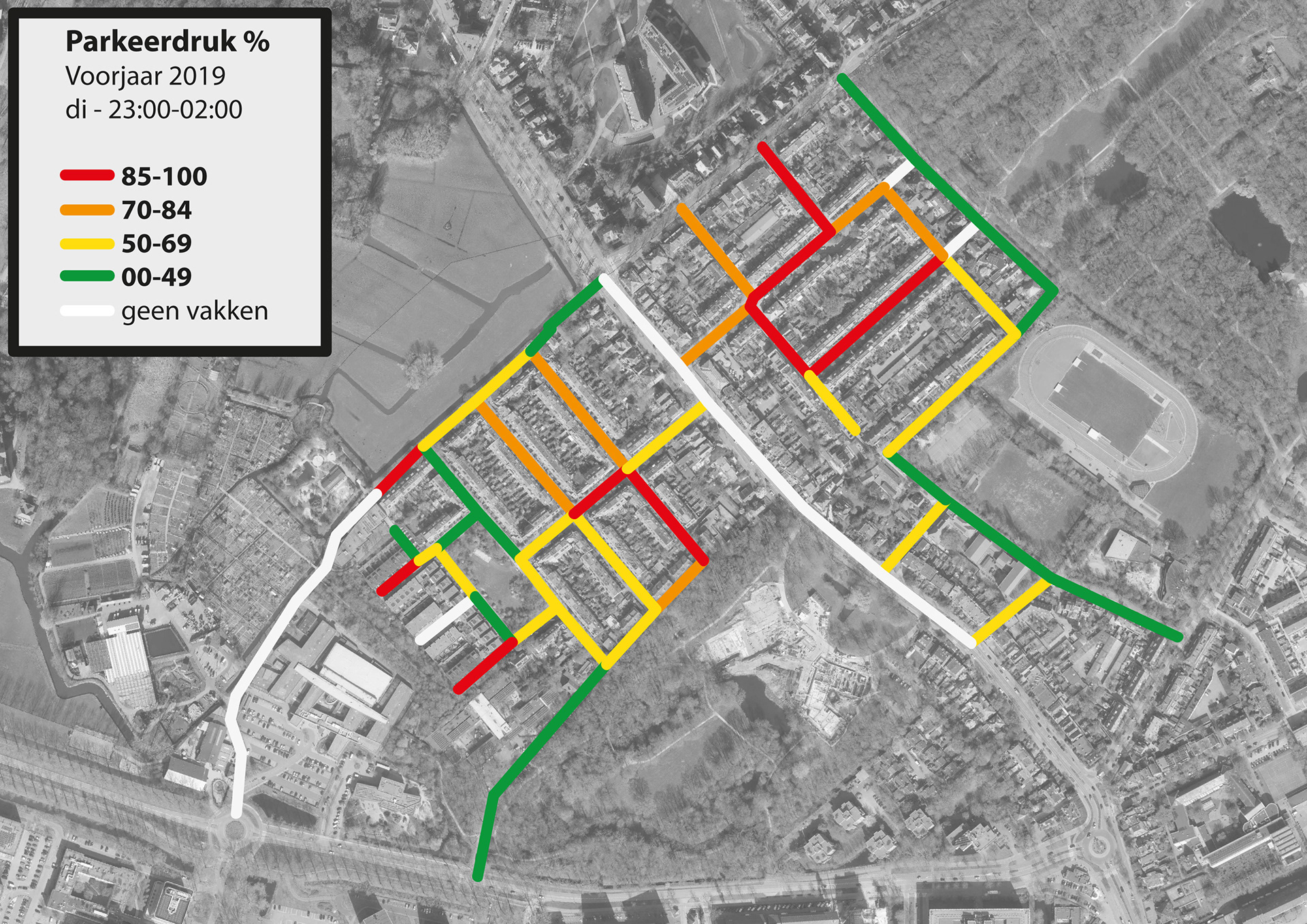 Parkeerdruk per straat in de wijken