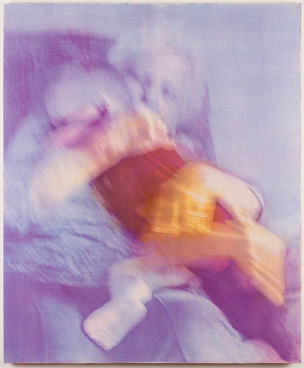 baby done cry,2020,gum bichromate, watercolor on traditional gesso, muslin on panel, soluvar, 29 X 35