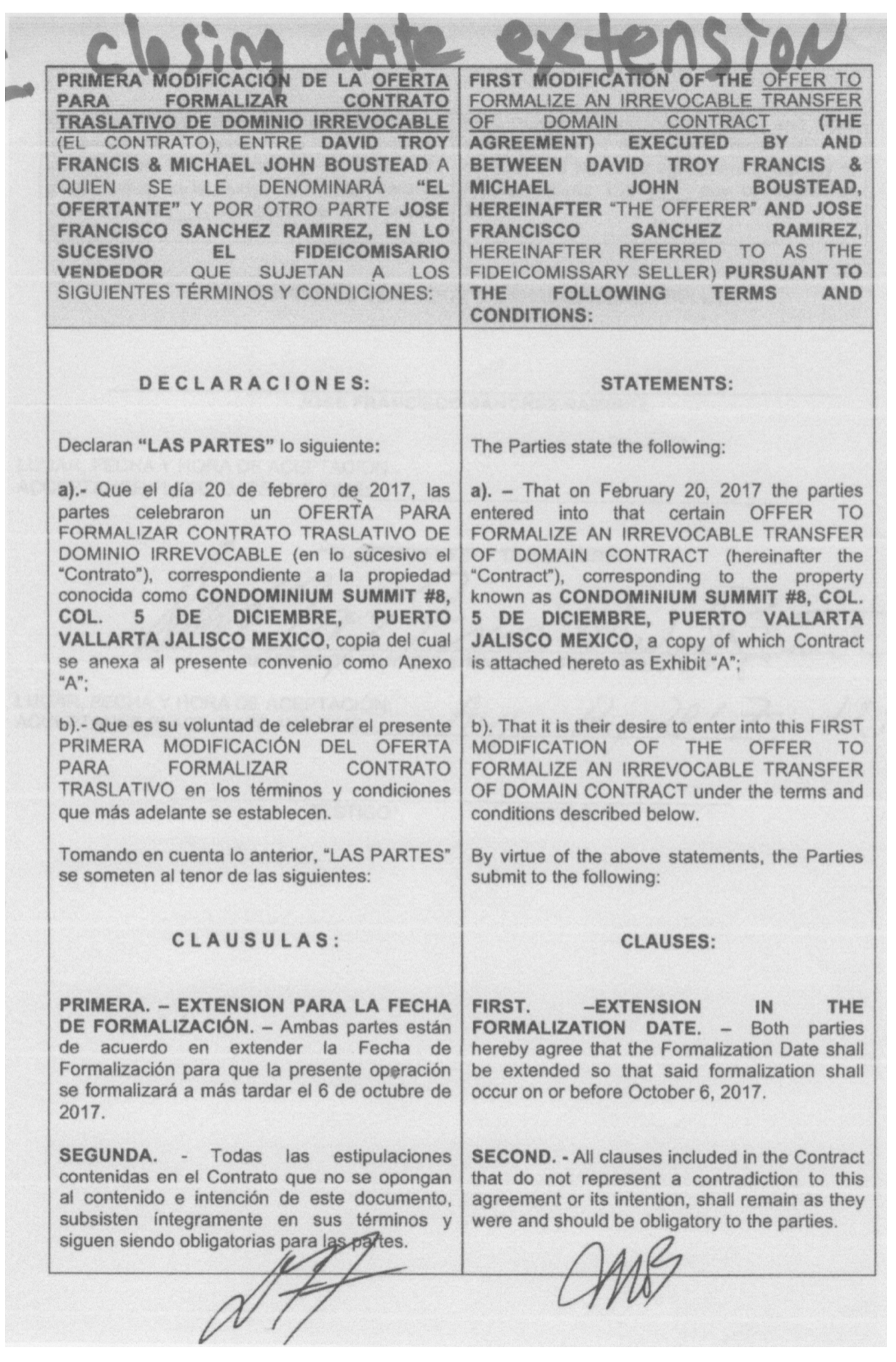 closing date extension