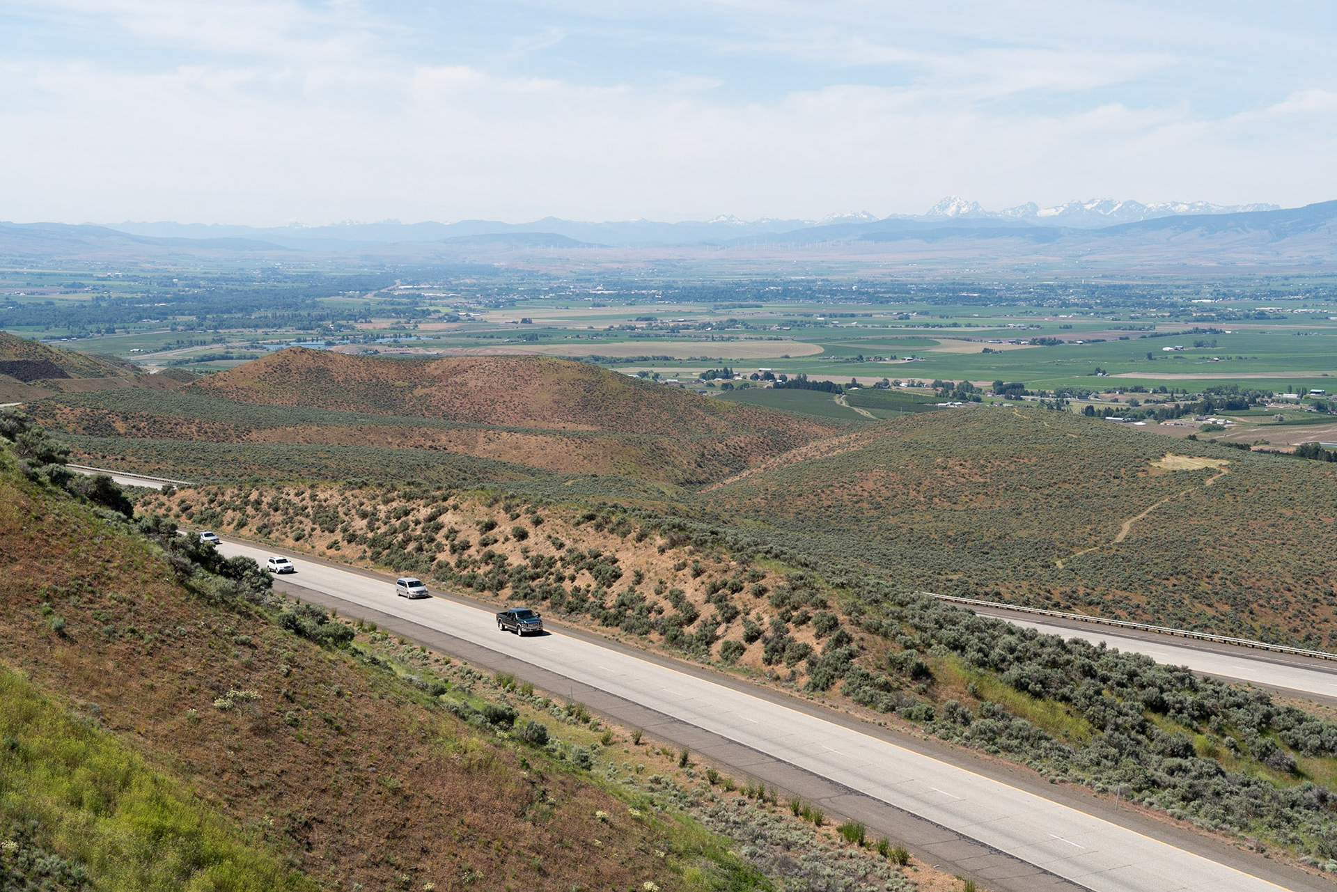 Overlooking the freeway and countryside, near Ellensburg, WA.