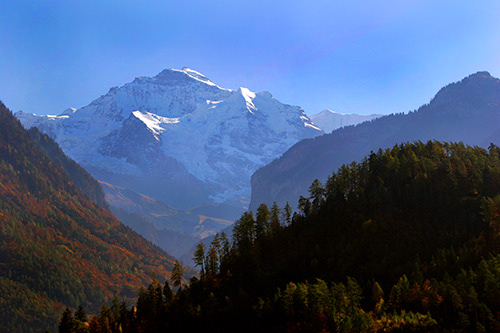 Eiger Mountain as seen from Interlaken, Switzerland in Fall; UA-92916515-1
