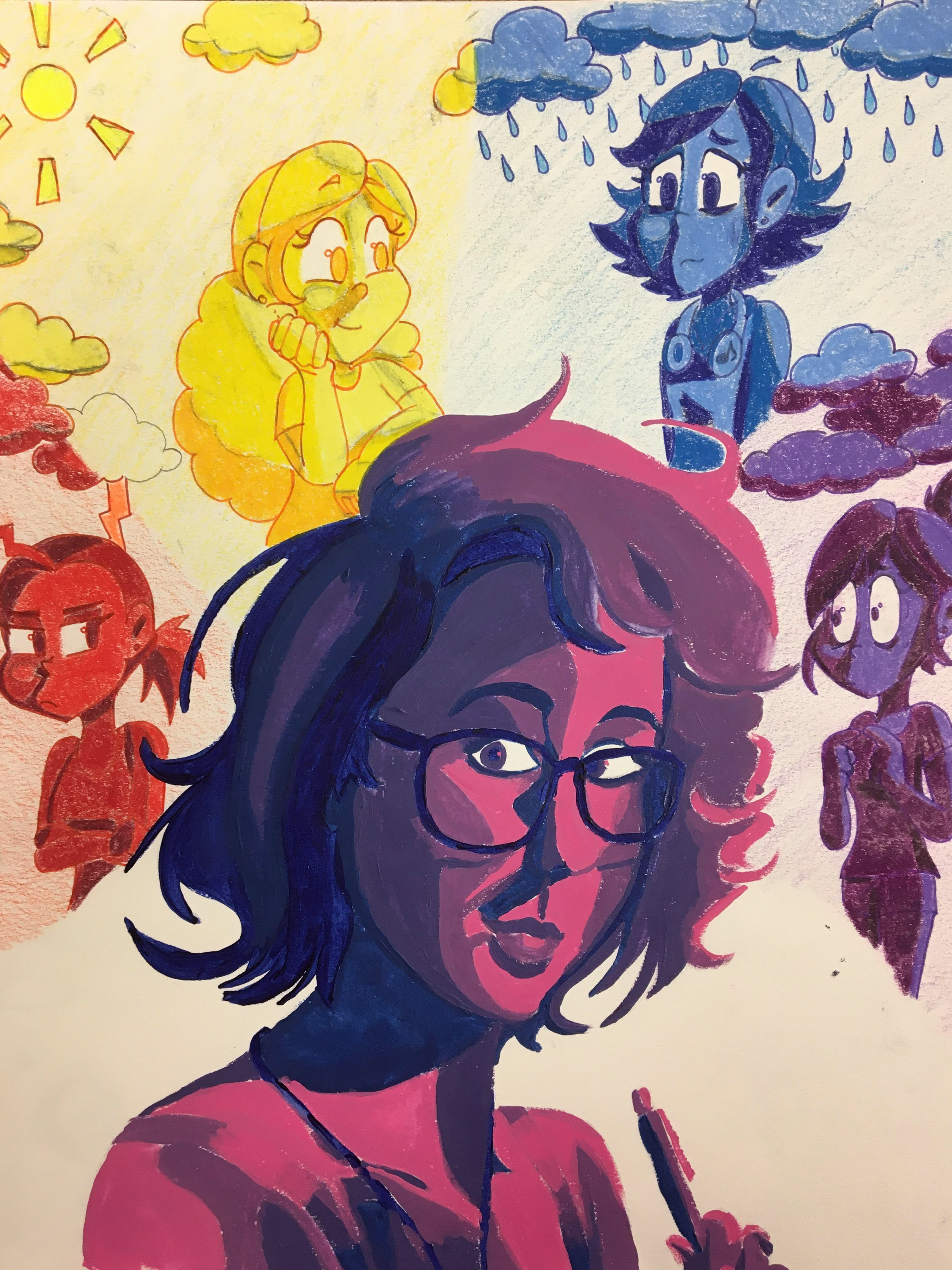 Madelyn Graham, Self Portrait, Mixed Media, Padua Franciscan High School, Educator: Stefanie Cook, Grade 12,  Honorable Mention