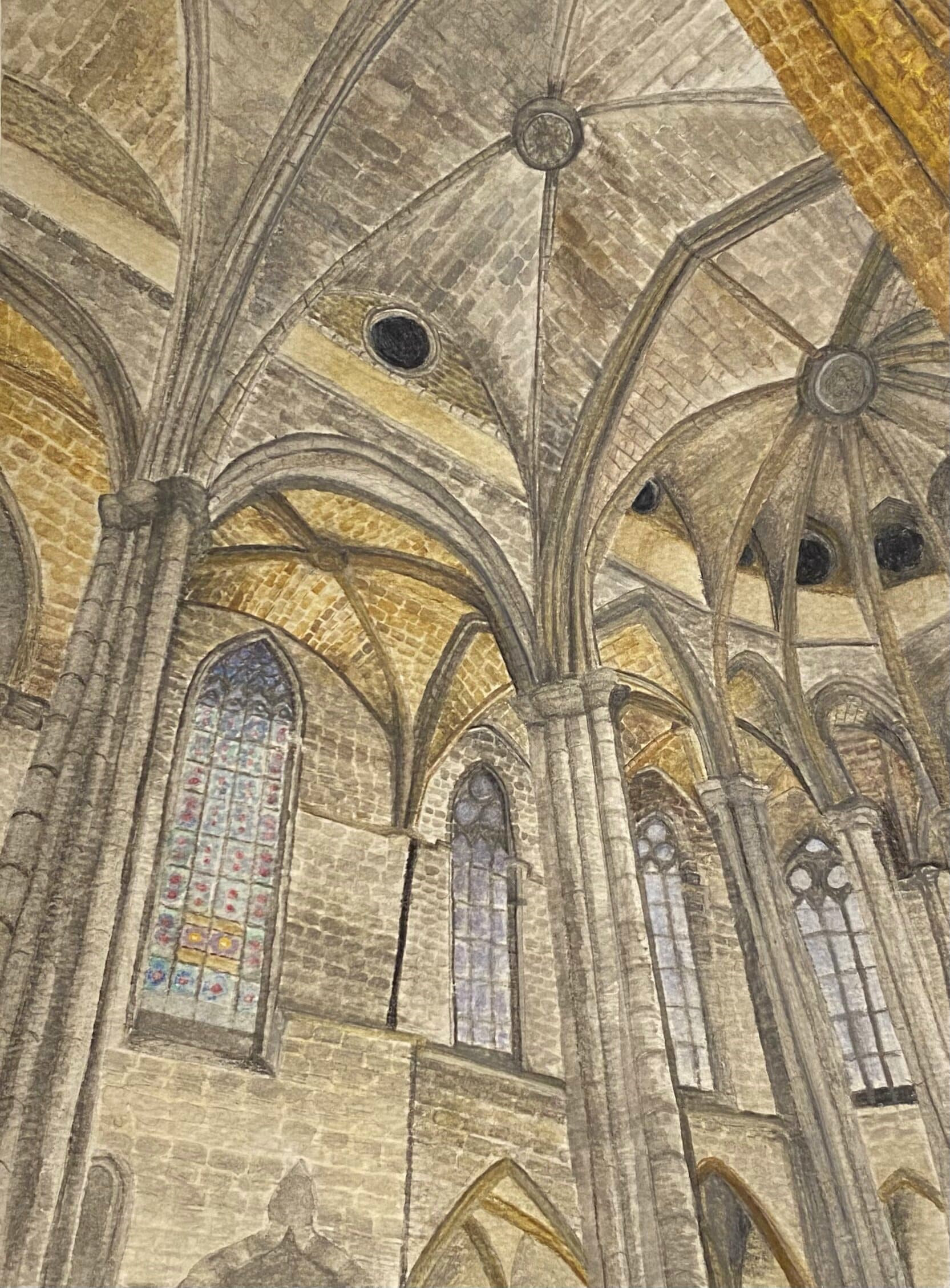 Saakhi Kang, Basílica de Santa María del Pi, Painting, Hathaway Brown School, Educator: Scott Parsons, Grade 11,  Honorable Mention