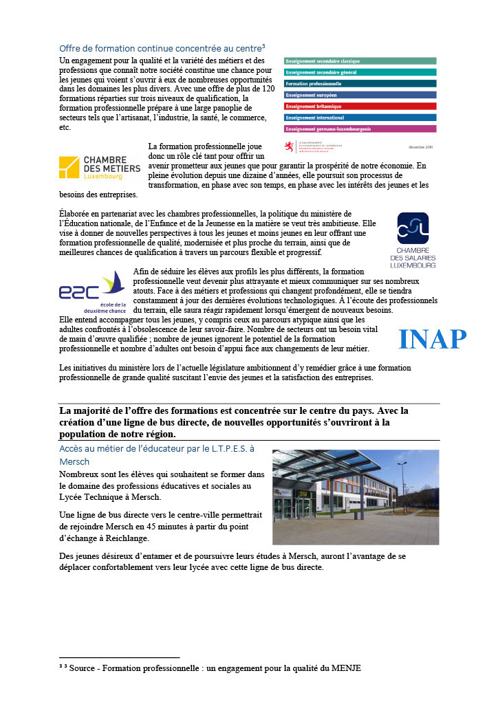 Formation continue et lycées spécialisés