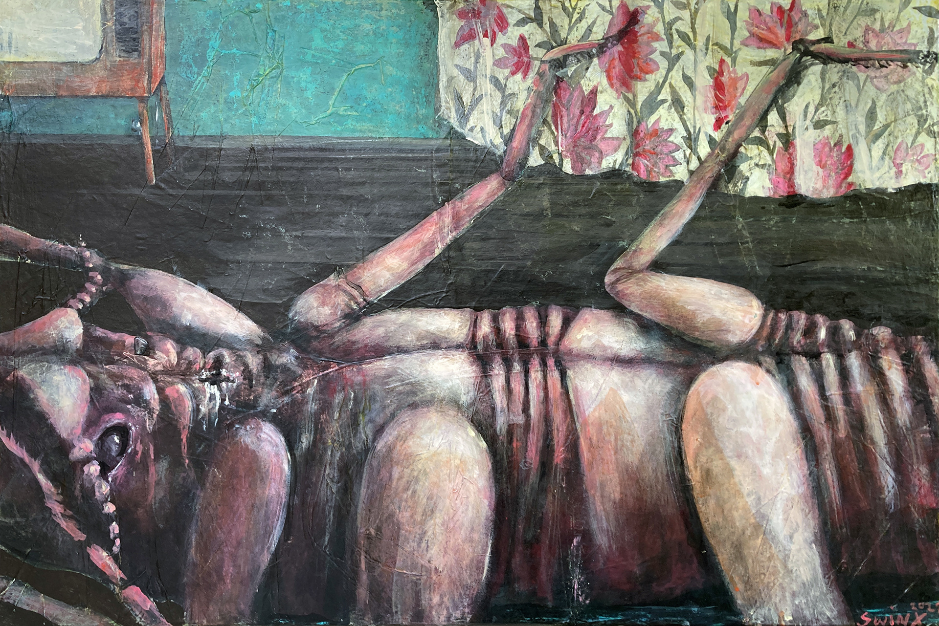 Scheisstag für Gregor, 90 x 60, Acrylfarbe auf bezogener Leinwand, 2300,–