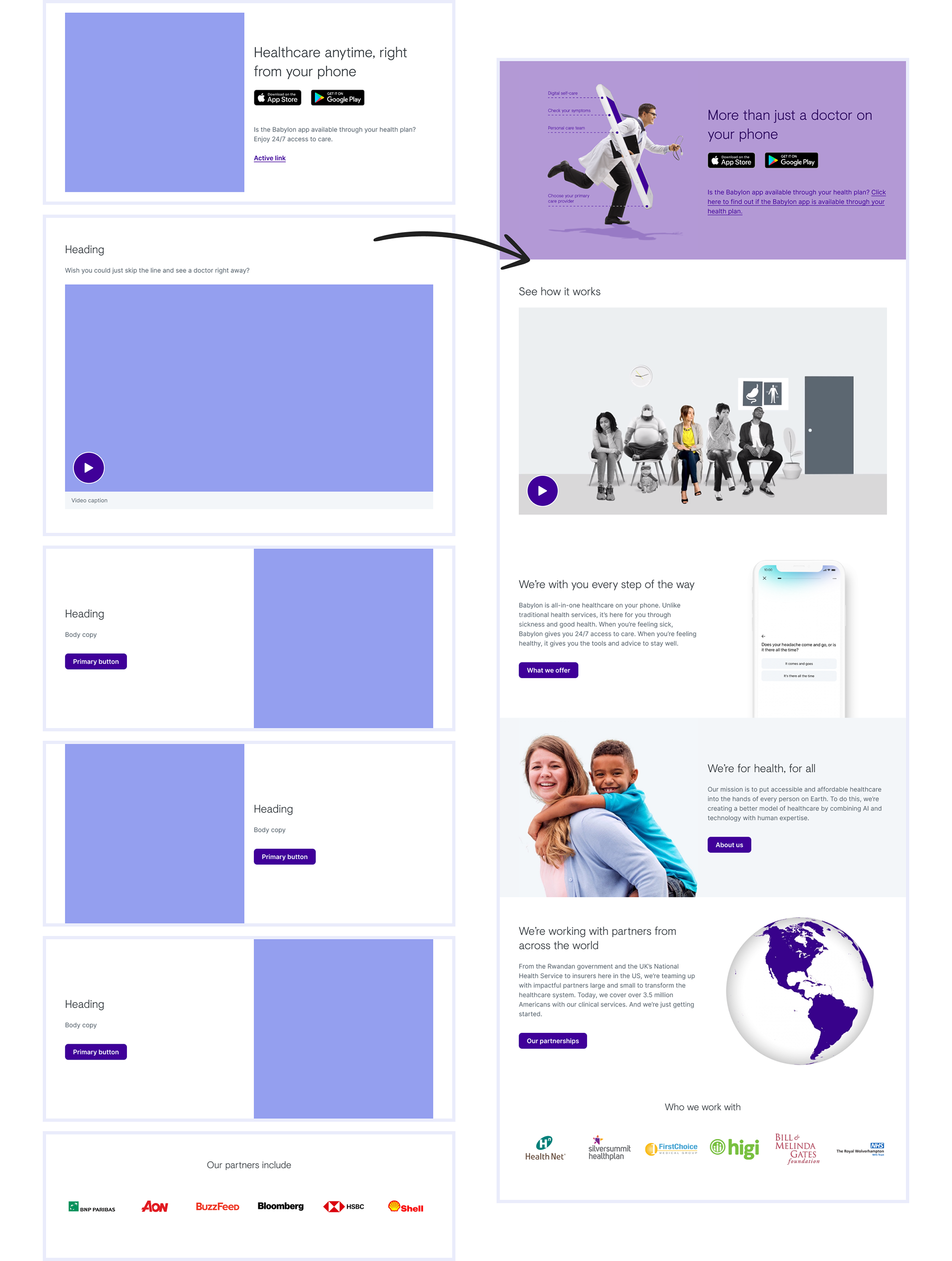 Image showing the new content panels being used on the updated Babylon US site