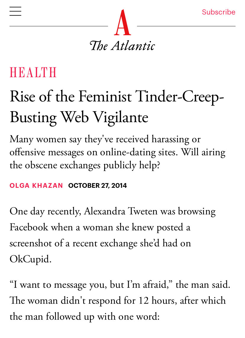 Rise of the Feminist Tinder-Creep-Busting Web Vigilante