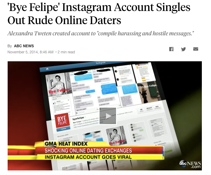 Bye Felipe Instagram Account Singles Out Rude Online Daters