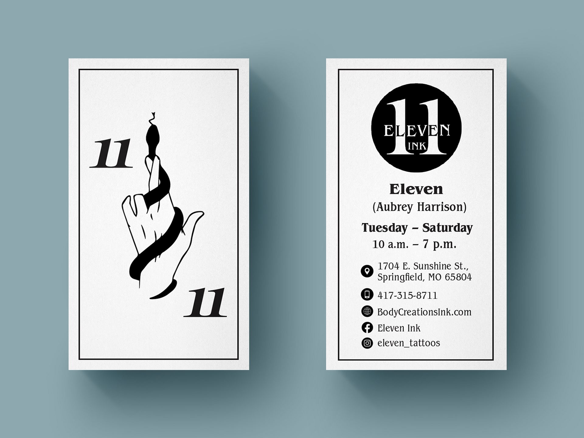Business Card Design for Eleven Ink