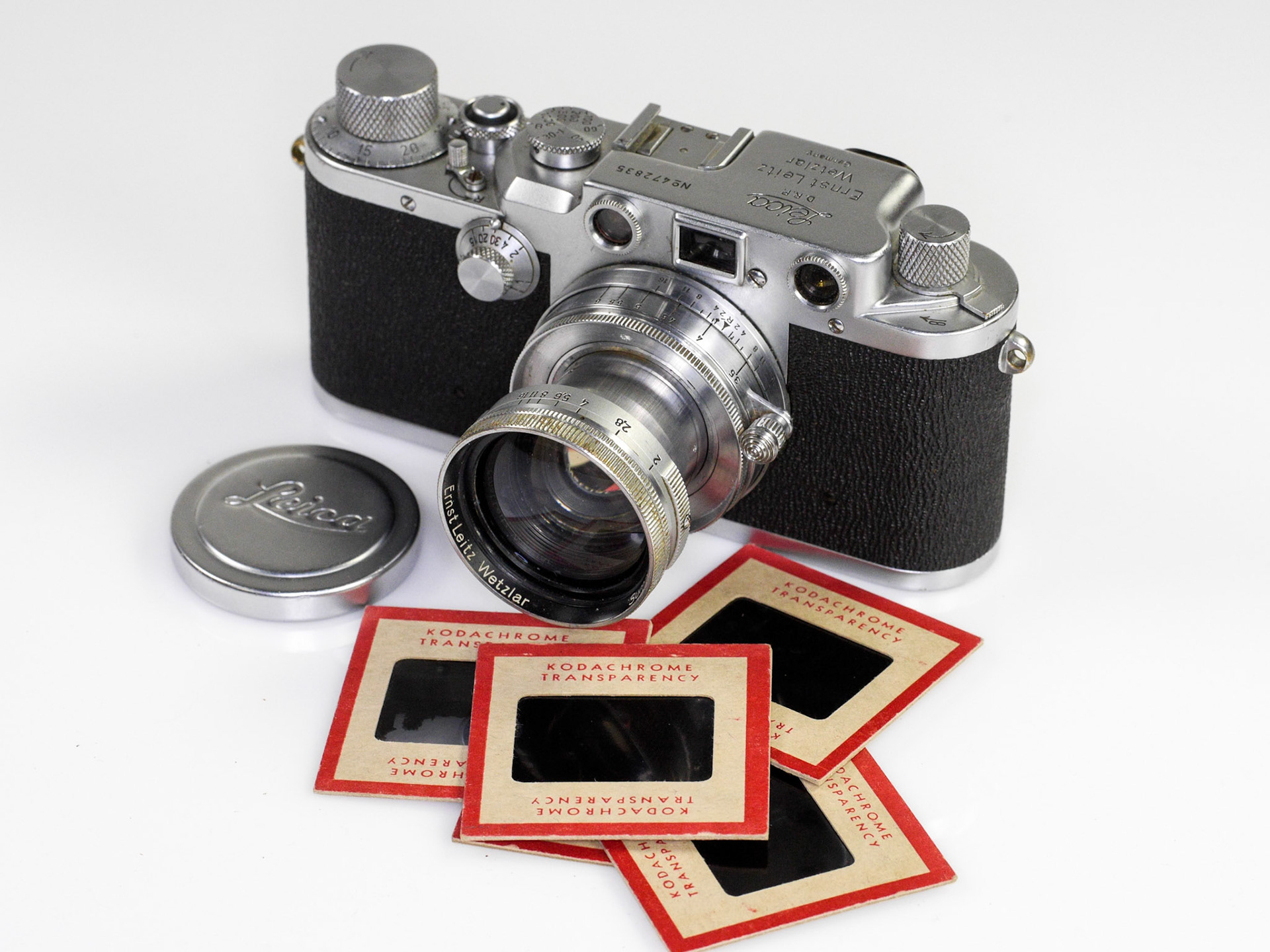 The camera with which these pictures were taken. My grandfather's 1949 Leica IIIc.
