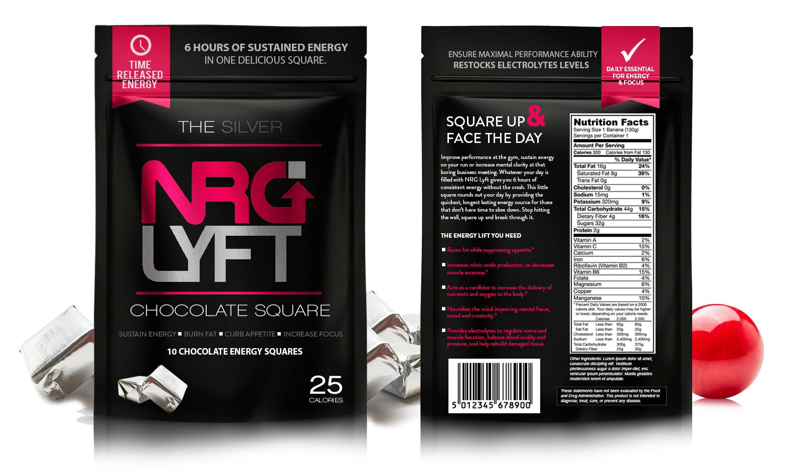 NRG LYFT - Chocolate Energy Squares