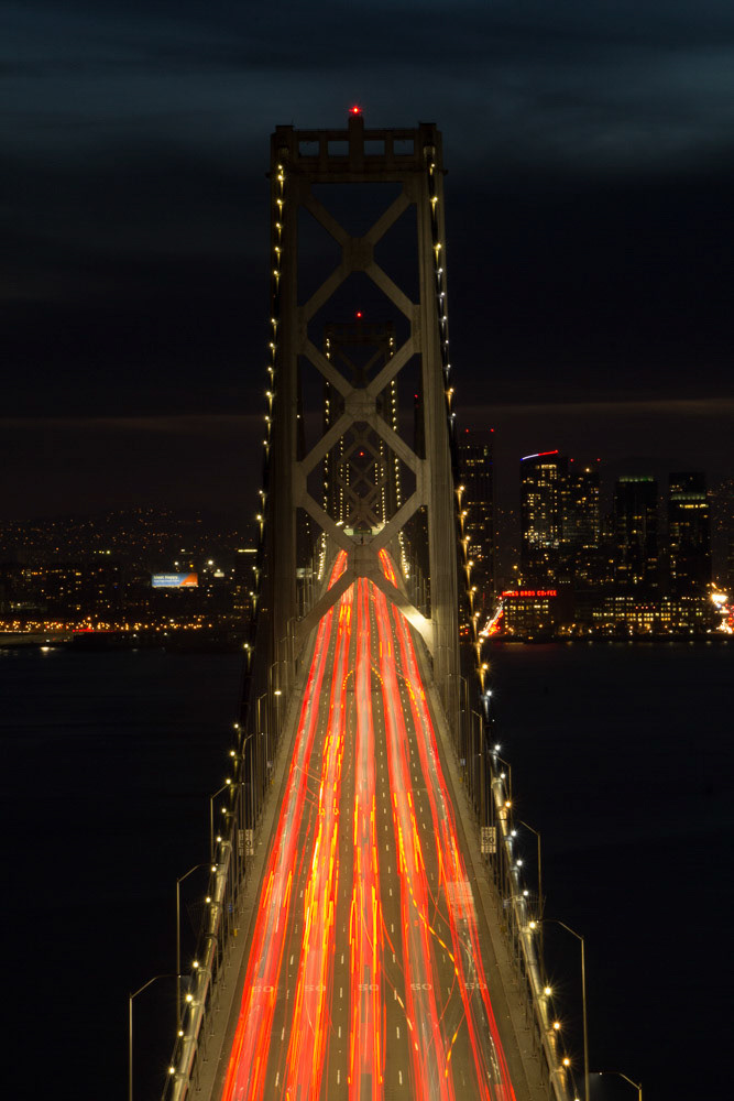tail lights on the SF bay bridge