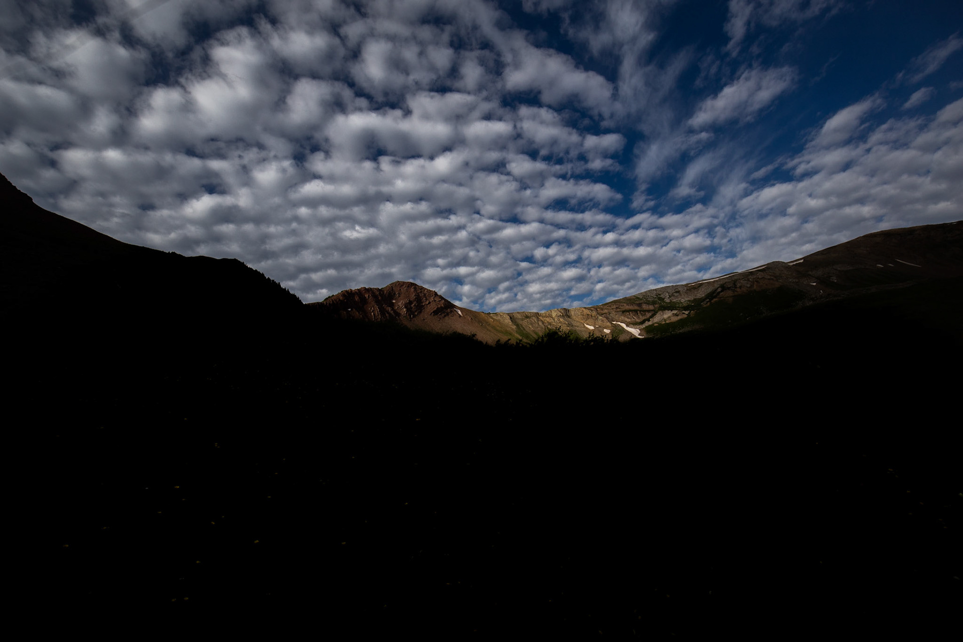 The first kisses of sunlight hitting the pass of Hasley Basin
