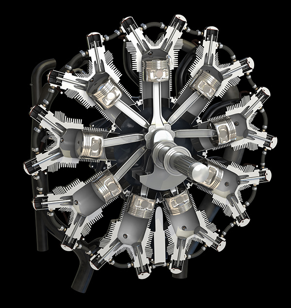 Charles Floyd Design and Illustration - Lycoming Radial Engine / R-680