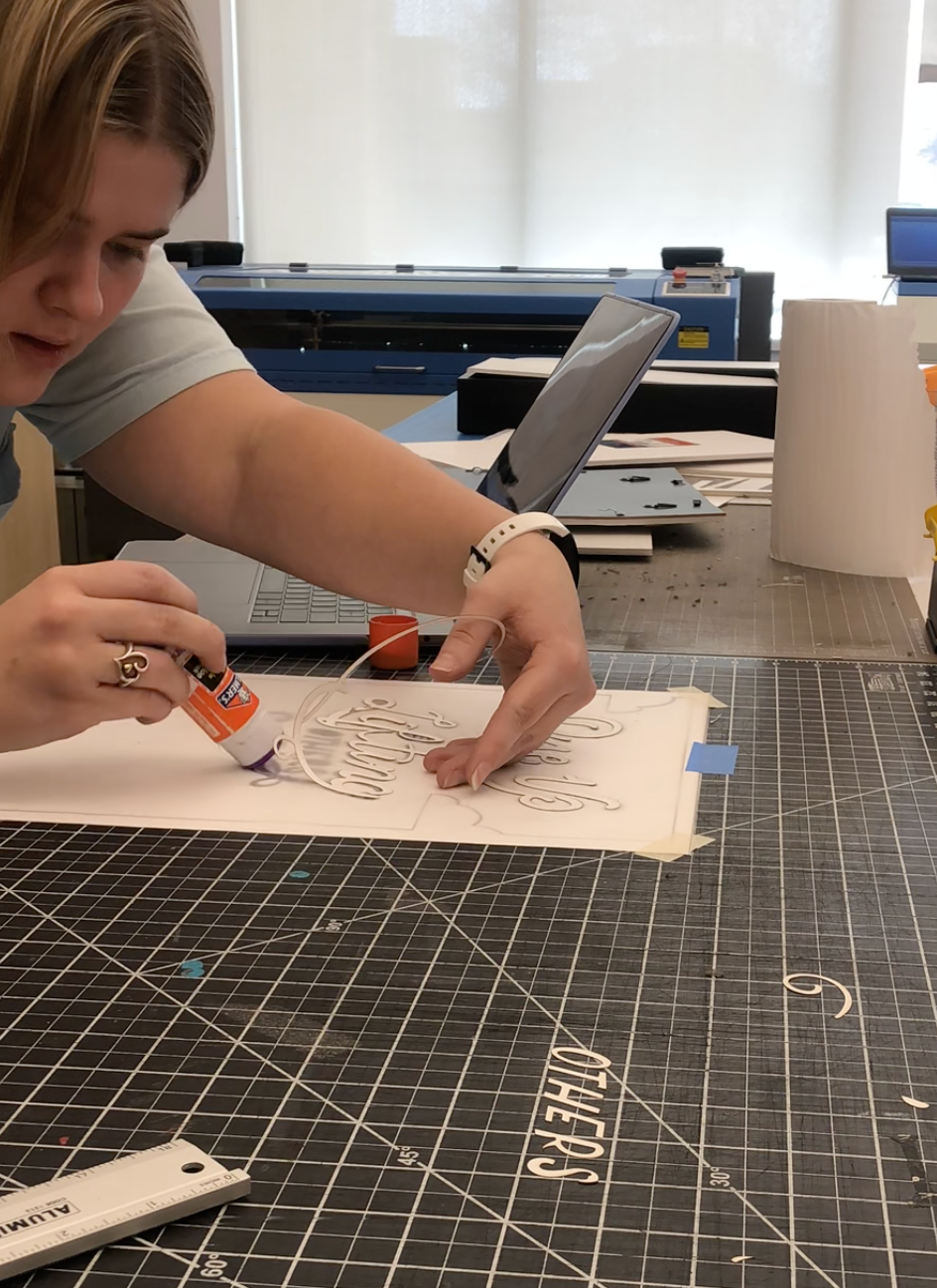 Glue Lettering on to Transparent sheet