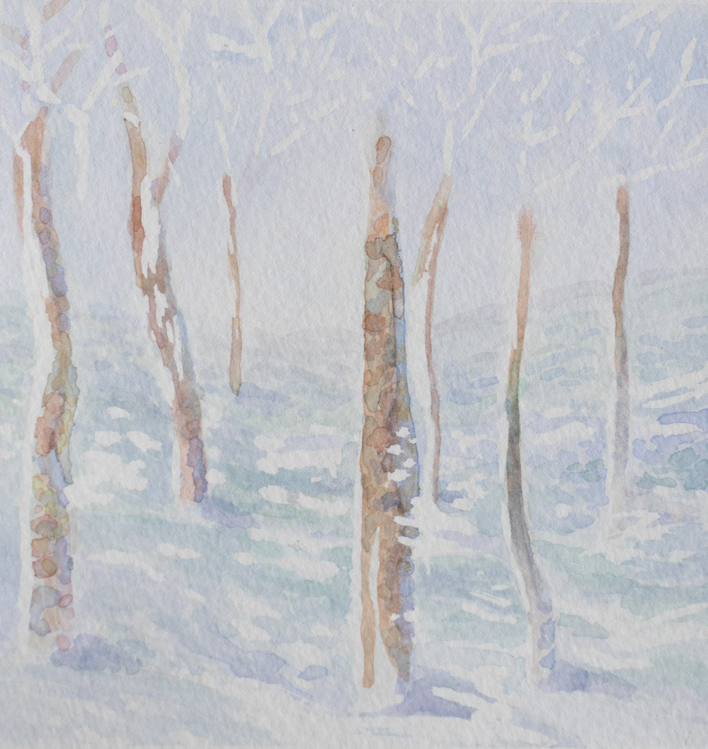 Post Snow Squall, Watercolor on Paper, 6"x8", 2021