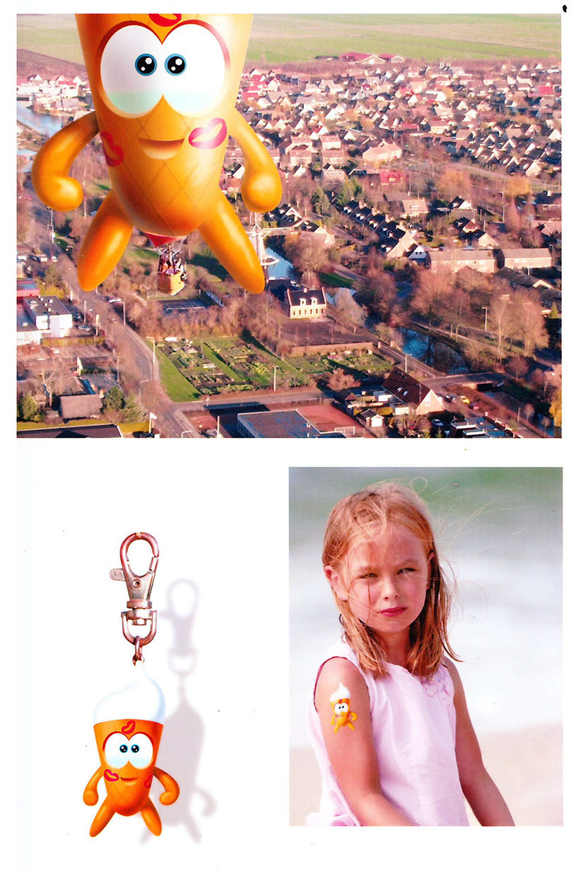 Luchtballon, sleutelhanger en plakplaatje