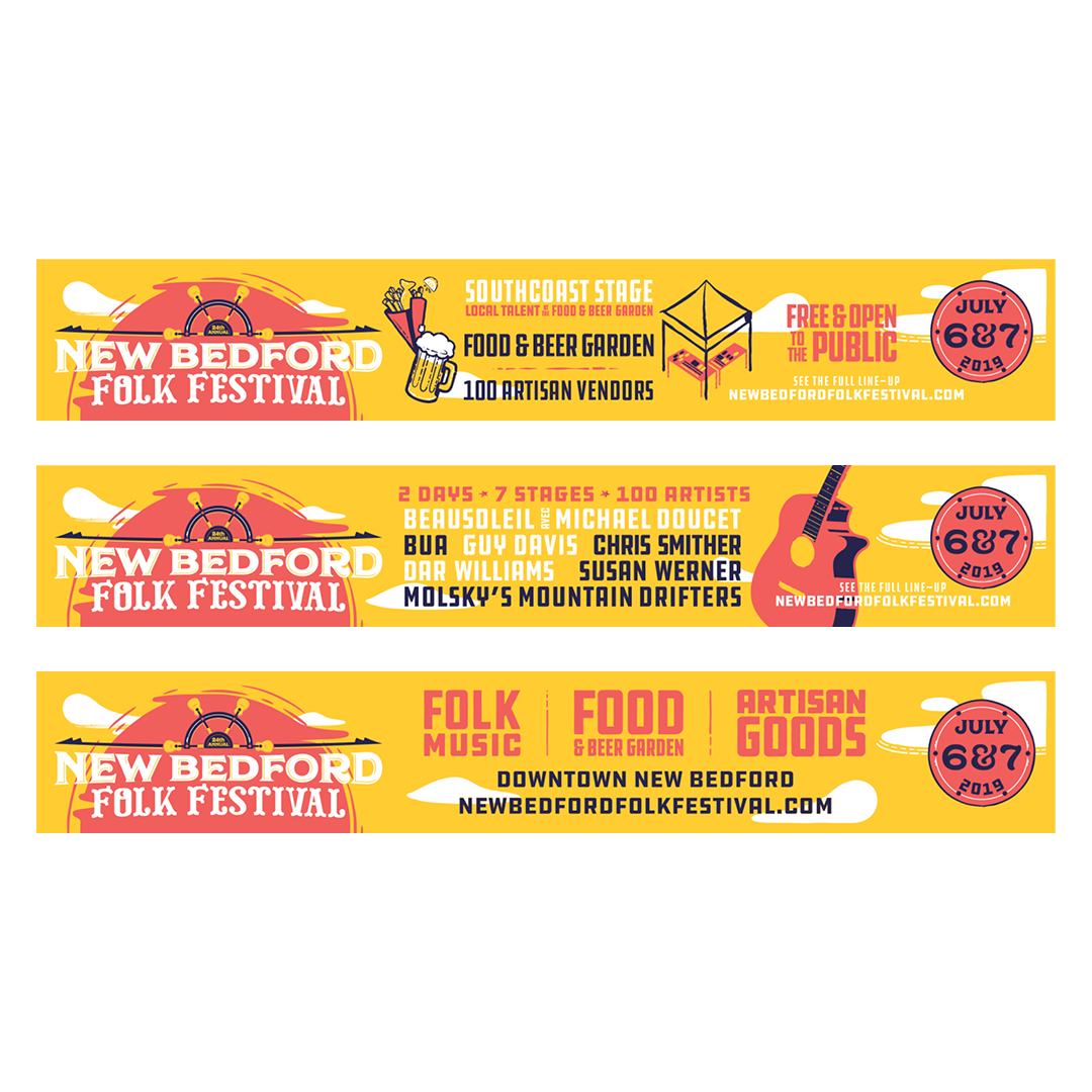 2019 New Bedford Folk Festival web and newspaper ads (3/3).