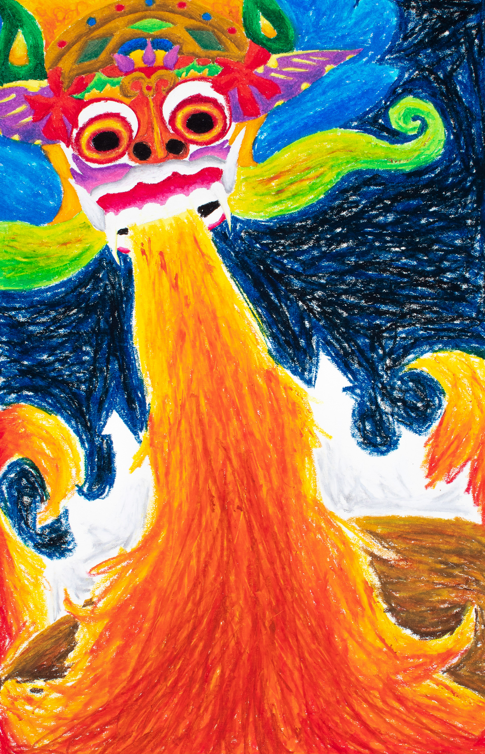 Fiery Deity, Oil Pastel