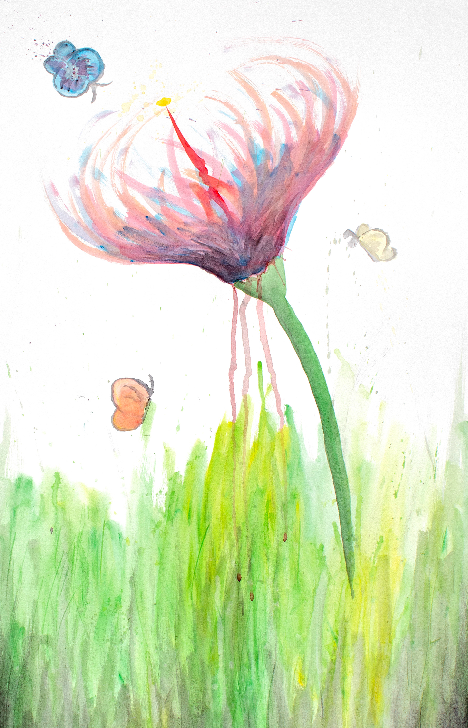 Butterfly Flower, Watercolor