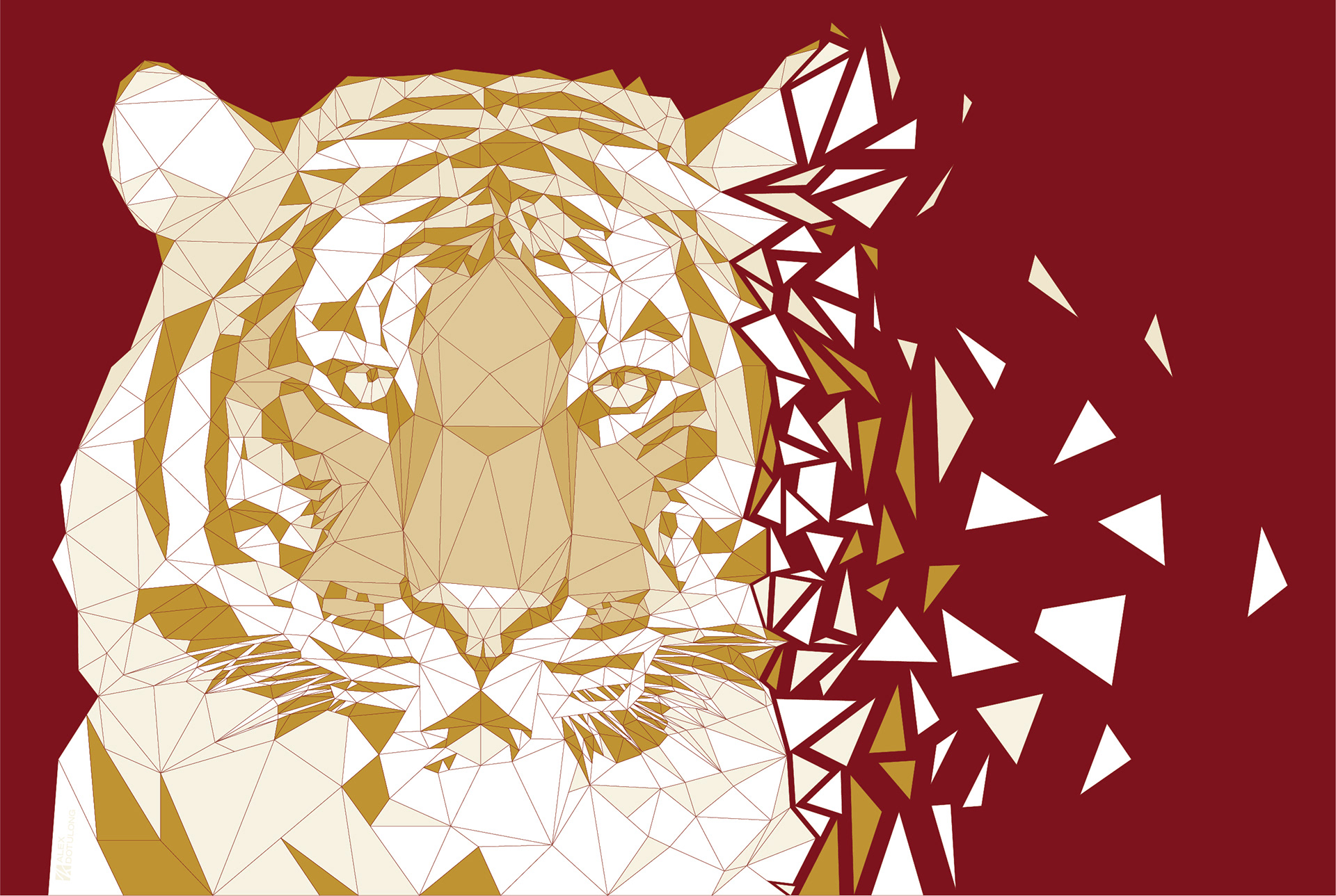 Shattered Golden Tiger, Adobe Illustrator CC