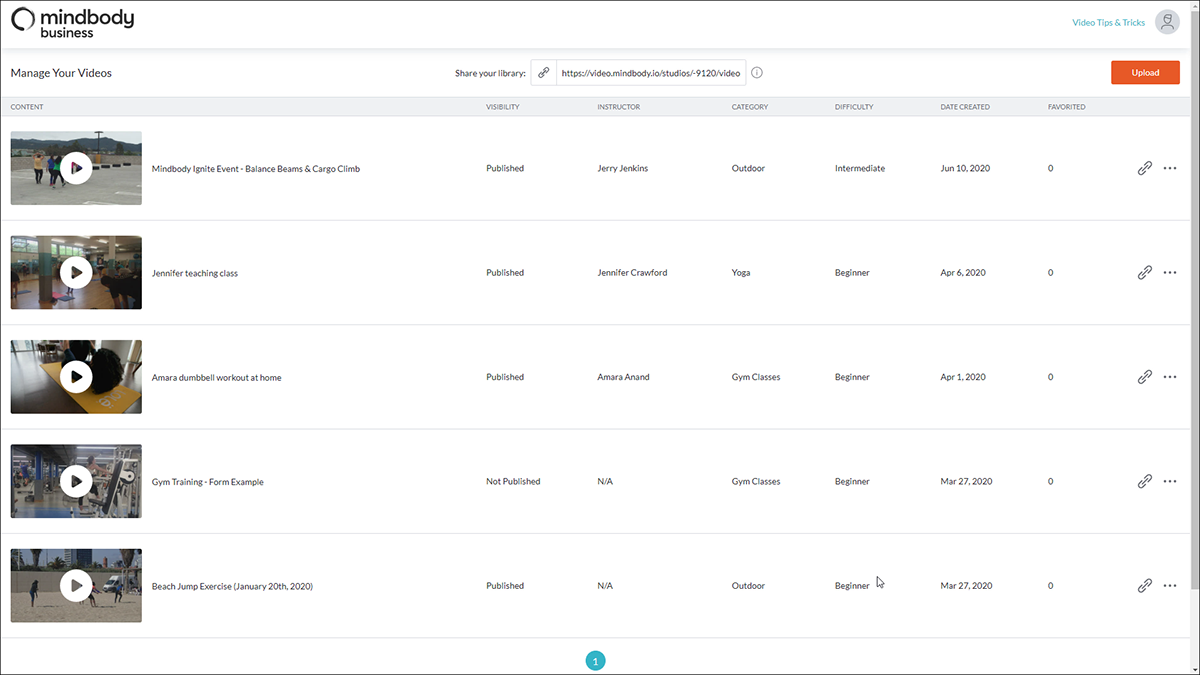 Manage Your Videos page