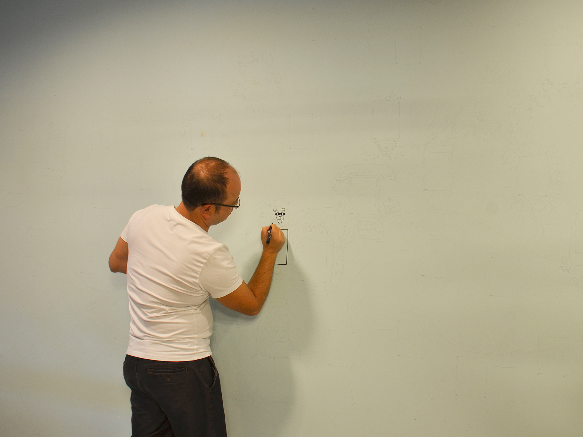 oguzhan secir london based freelance illustrator office wall mural